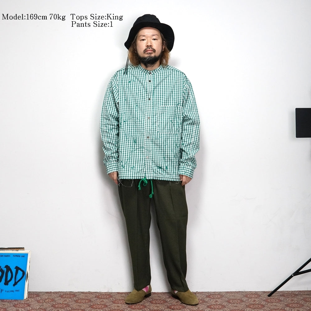 No:voo-1040 | Name:JAGGED PAINT SHACKET | Color:GREEN | Size-Q/K【VOO】-VOO-ADDICTION FUKUOKA
