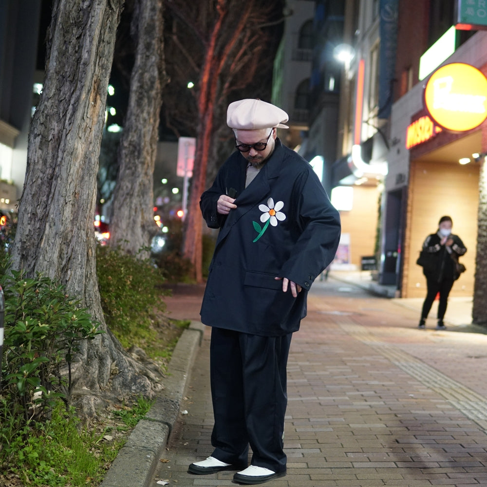 No:LL-JK01 | Name:Flower Embroidery Big Jacket | Color:Gray/Navy【EFILEVOL_エフィレボル】