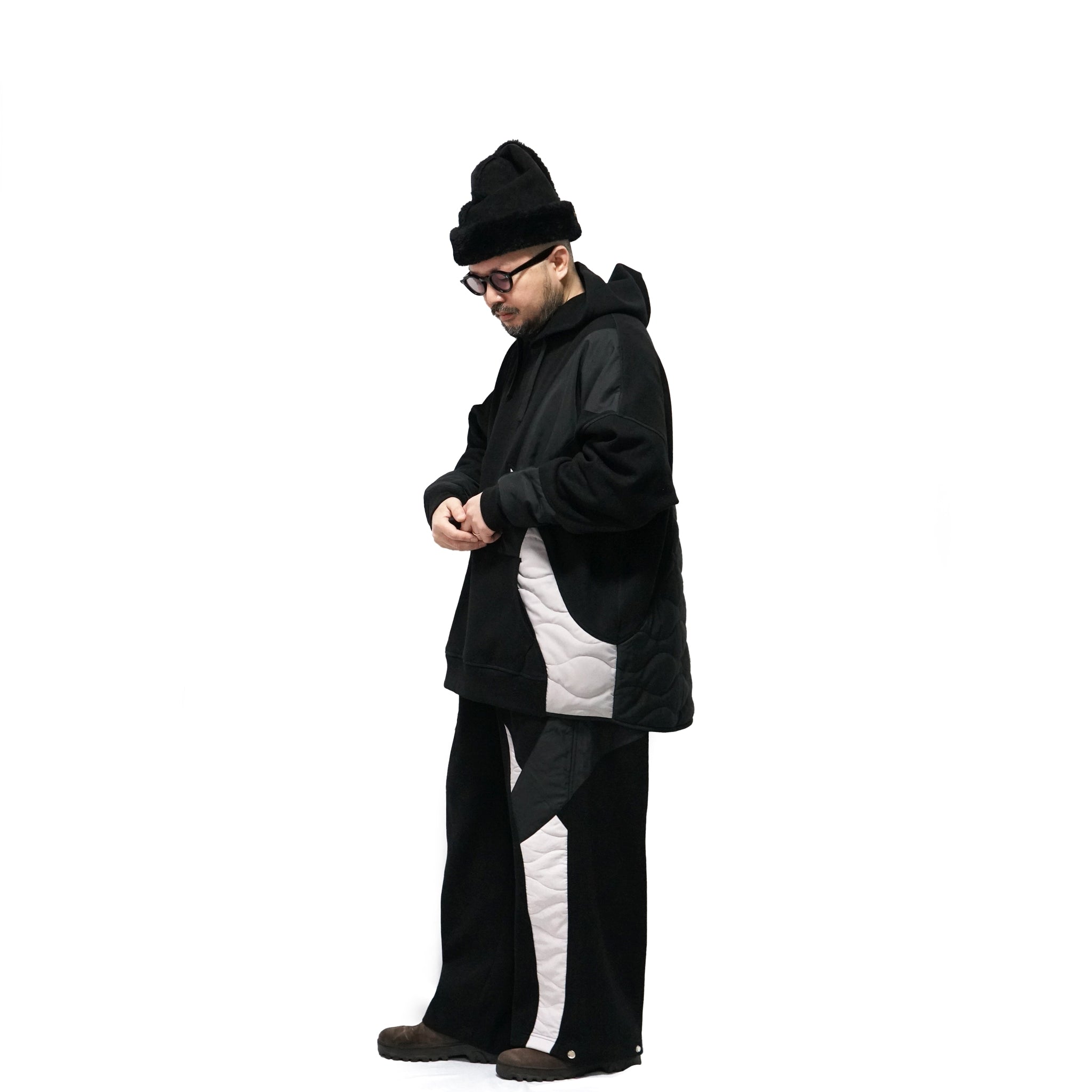 No:ACRS23-T01| Name:Flower Mantis Collection French cotton heavyweight patchwork pave cotton cap tee | Color:Black | Size:Free【(A)CRYPSIS®】【SEIVSON_セイヴソン】【archive】