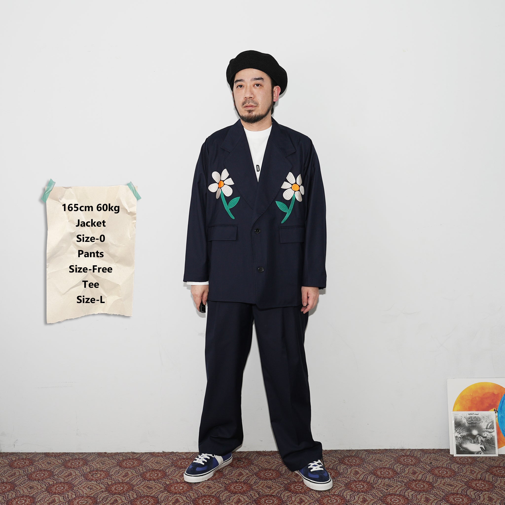 No:LL-JK01 | Name:Flower Embroidery Big Jacket | Color:Gray/Navy
