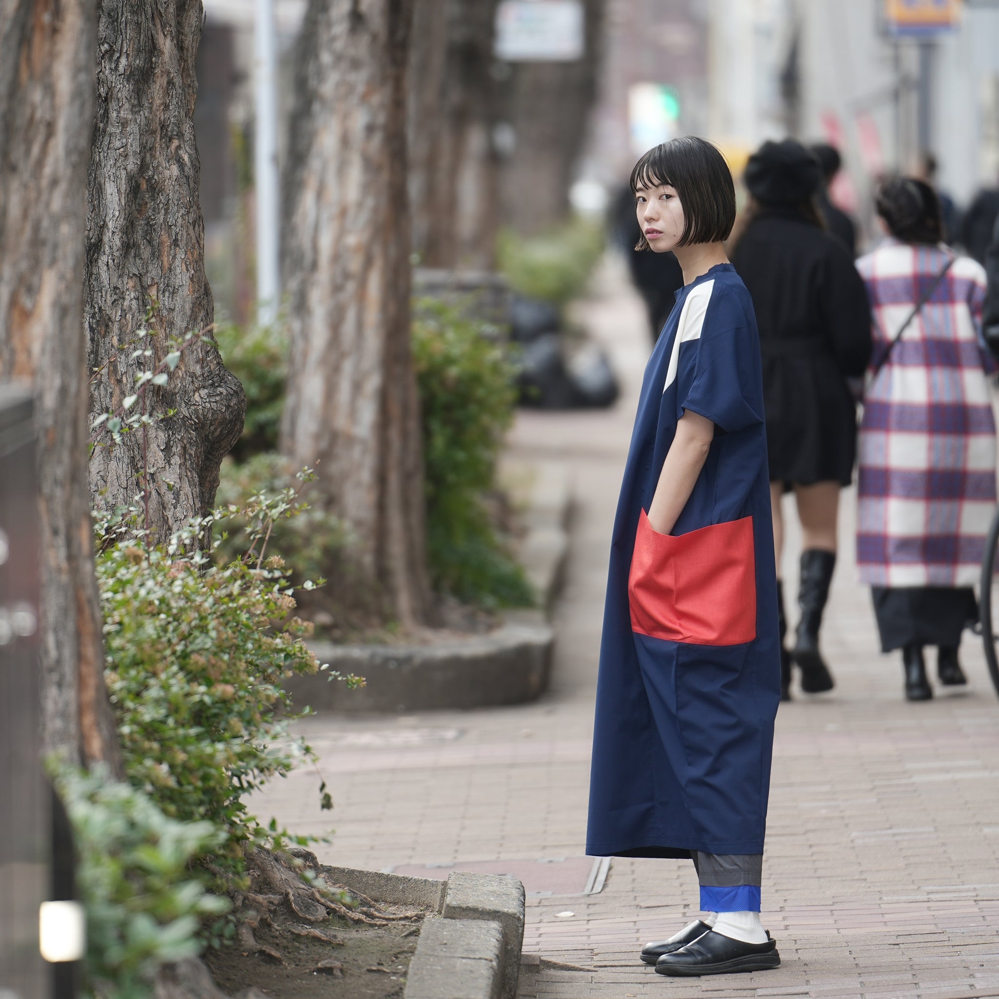 No:bsd23SS-02_b | Name:Color panel onepiece | Color:Navy【BEDSIDEDRAMA_ベッドサイドドラマ】【archive】