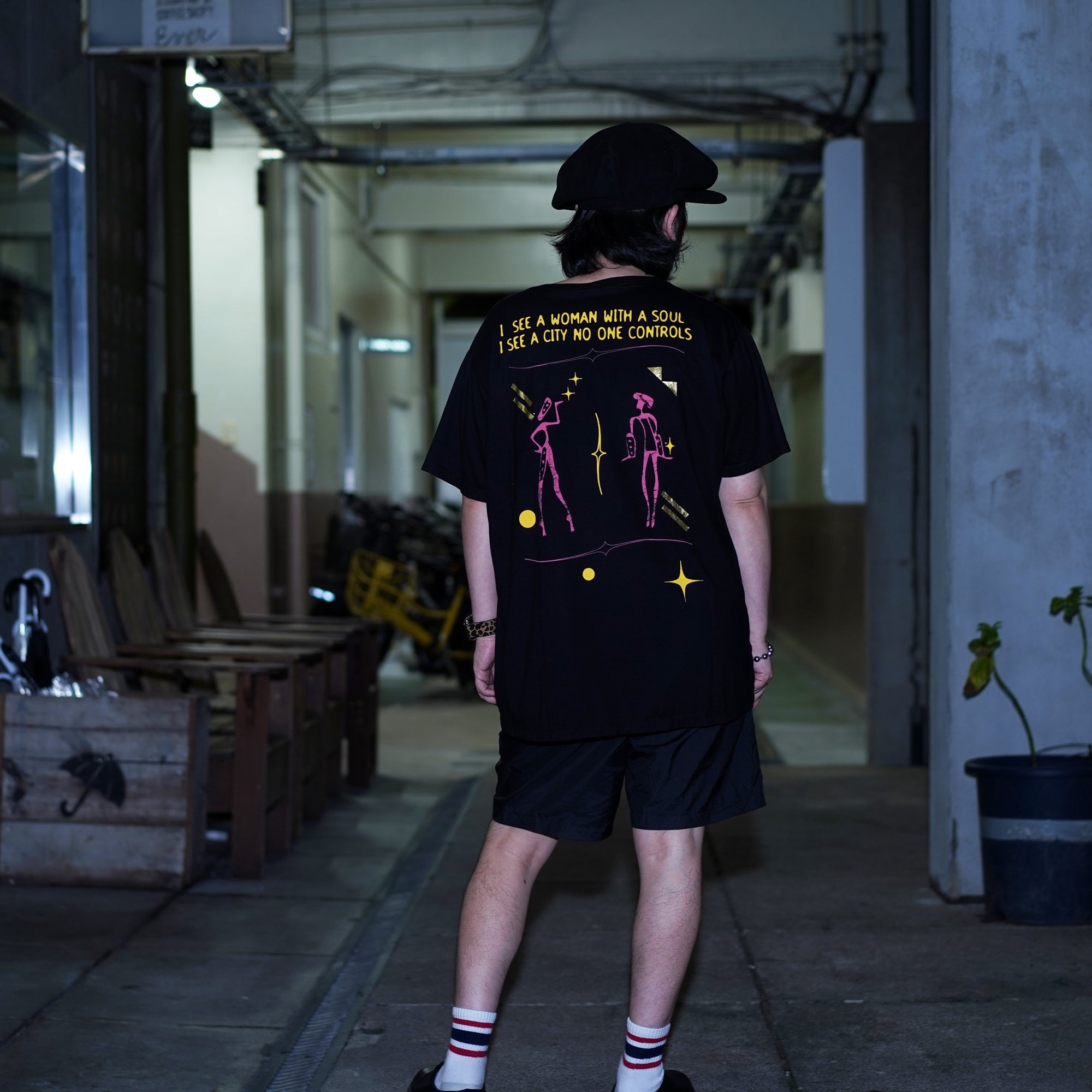 No:24235 | Name:MIDH GOLD LYRICS ORGANIC UNISEX TEE | Color:Washed Black | Size:M/L【ONE TEASPOON】-ONE TEASPOON-ADDICTION FUKUOKA