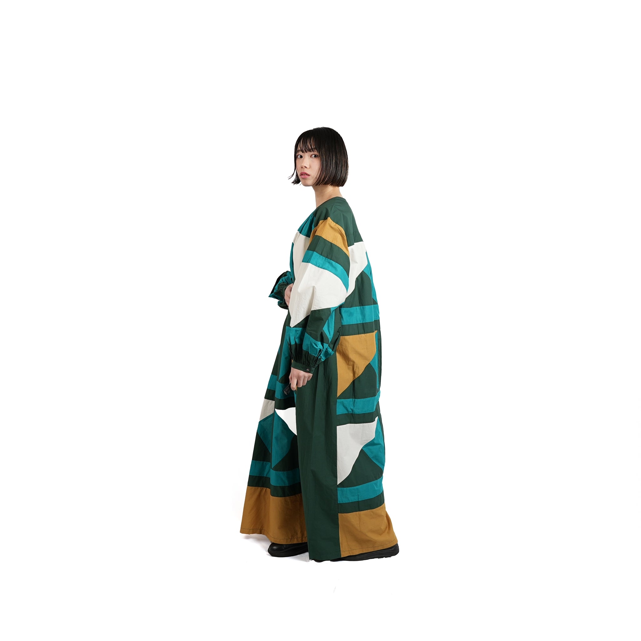 No:020431SE1 | Name:CTN TRIANGLE PATCHWORK DRESS | Color:Green【SARA MALLIKA_サラマリカ】【archive】