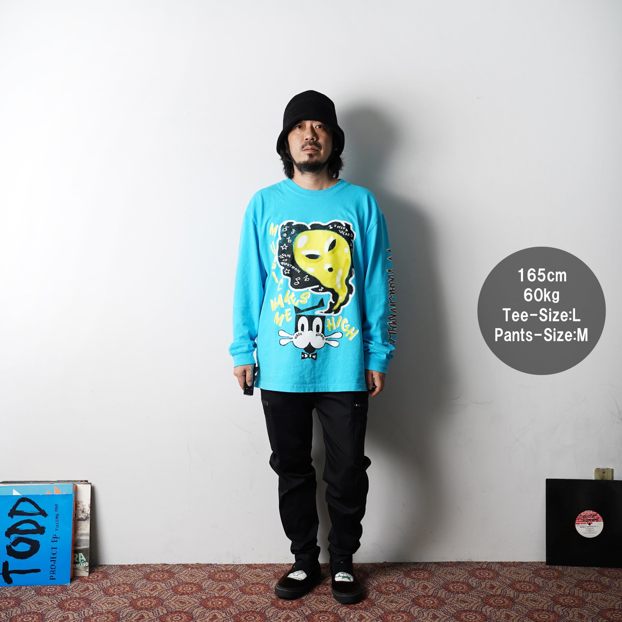No:VN214B | Name:The Beats Are Out There Ls Tee | Color:Hanalei | Size:M/L/XL【VIRGILNORMAL】-MEG COMPANY-ADDICTION FUKUOKA