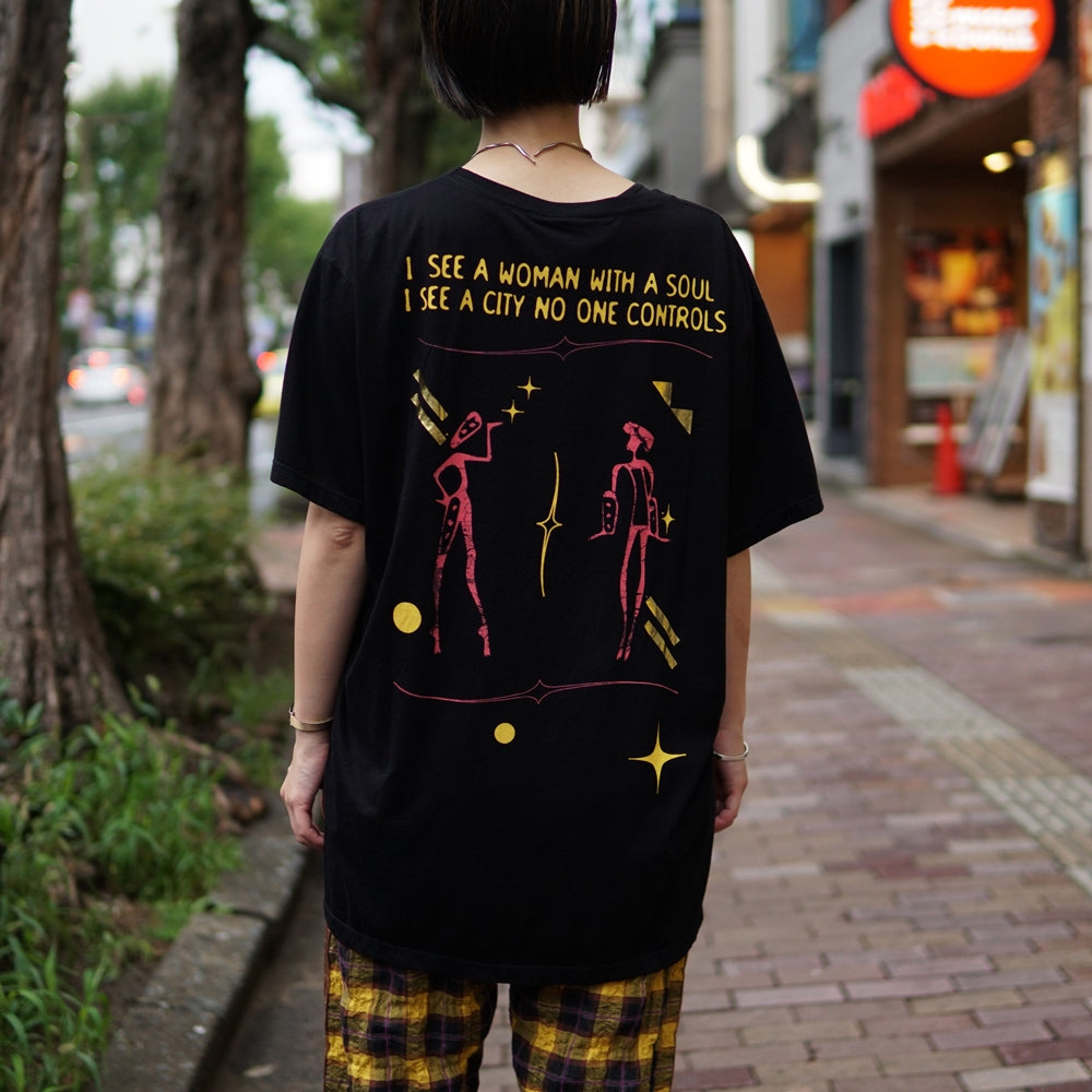 No:24235 | Name:MIDH GOLD LYRICS ORGANIC UNISEX TEE | Color:Washed Black | Size:M/L【ONE TEASPOON】-ONE TEASPOON-ADDICTION FUKUOKA