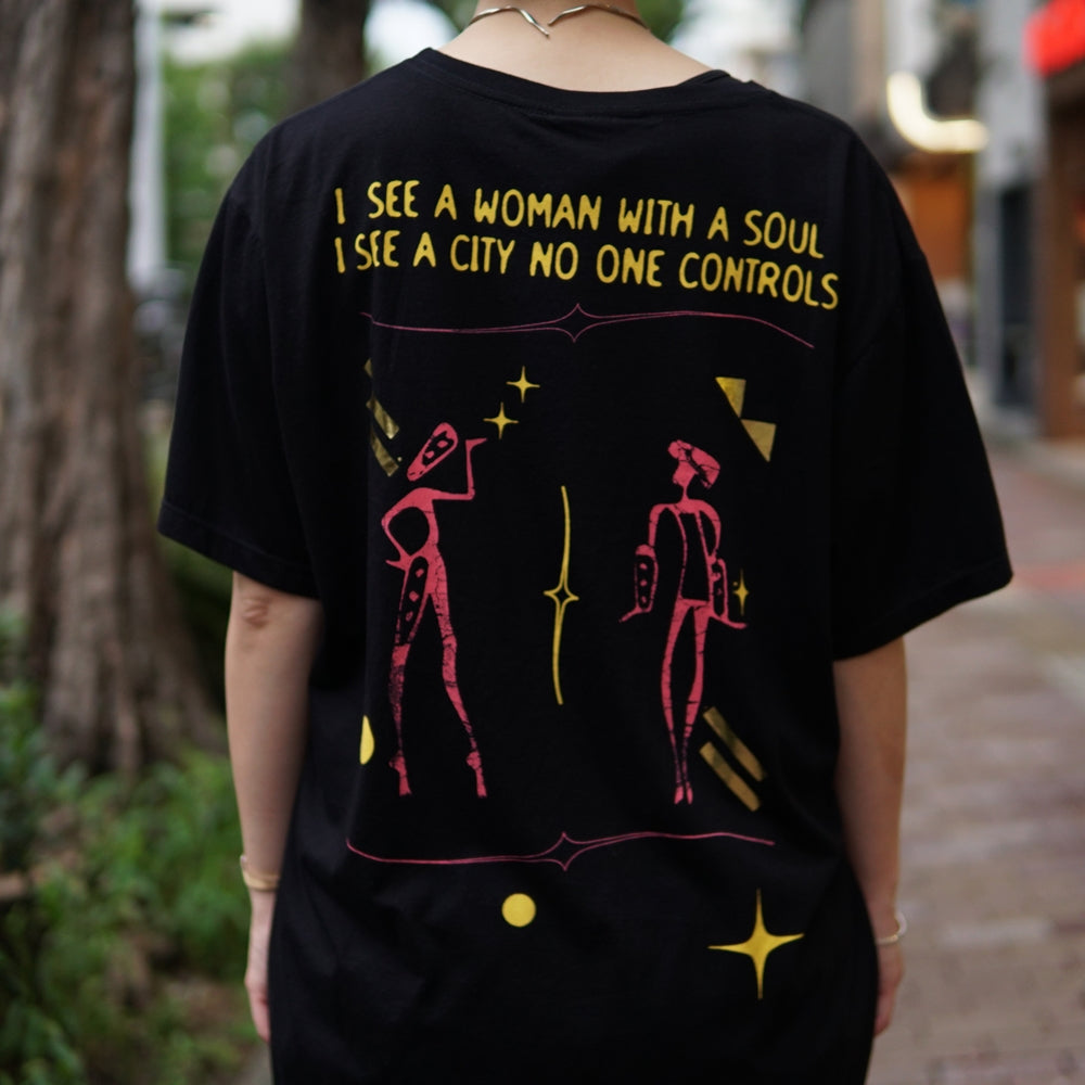 No:24235 | Name:MIDH GOLD LYRICS ORGANIC UNISEX TEE | Color:Washed Black | Size:M/L【ONE TEASPOON】-ONE TEASPOON-ADDICTION FUKUOKA