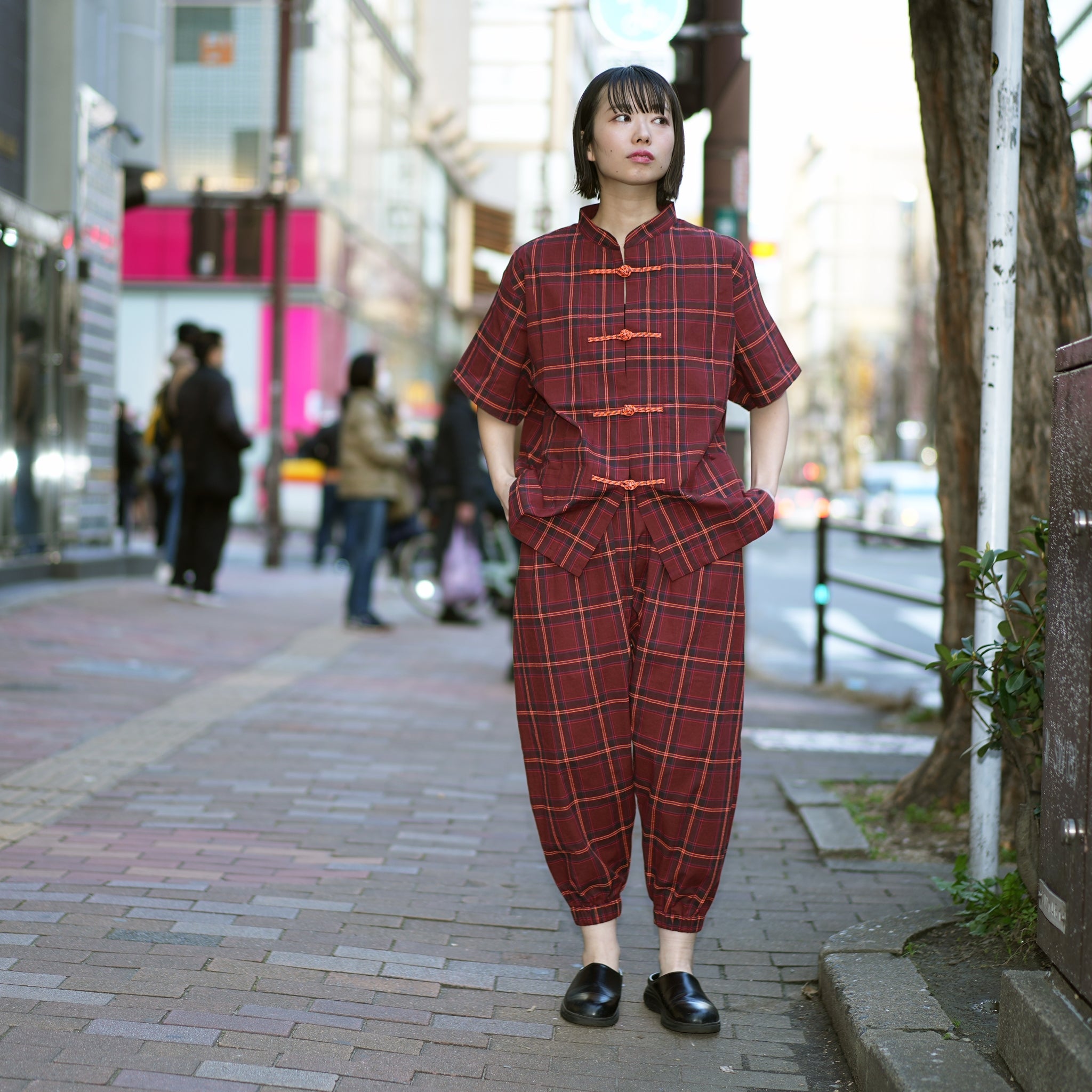 No:bsd23SS-10_a | Name:Checked sarrouel pants | Color:Red【BEDSIDEDRAMA_ベッドサイドドラマ】