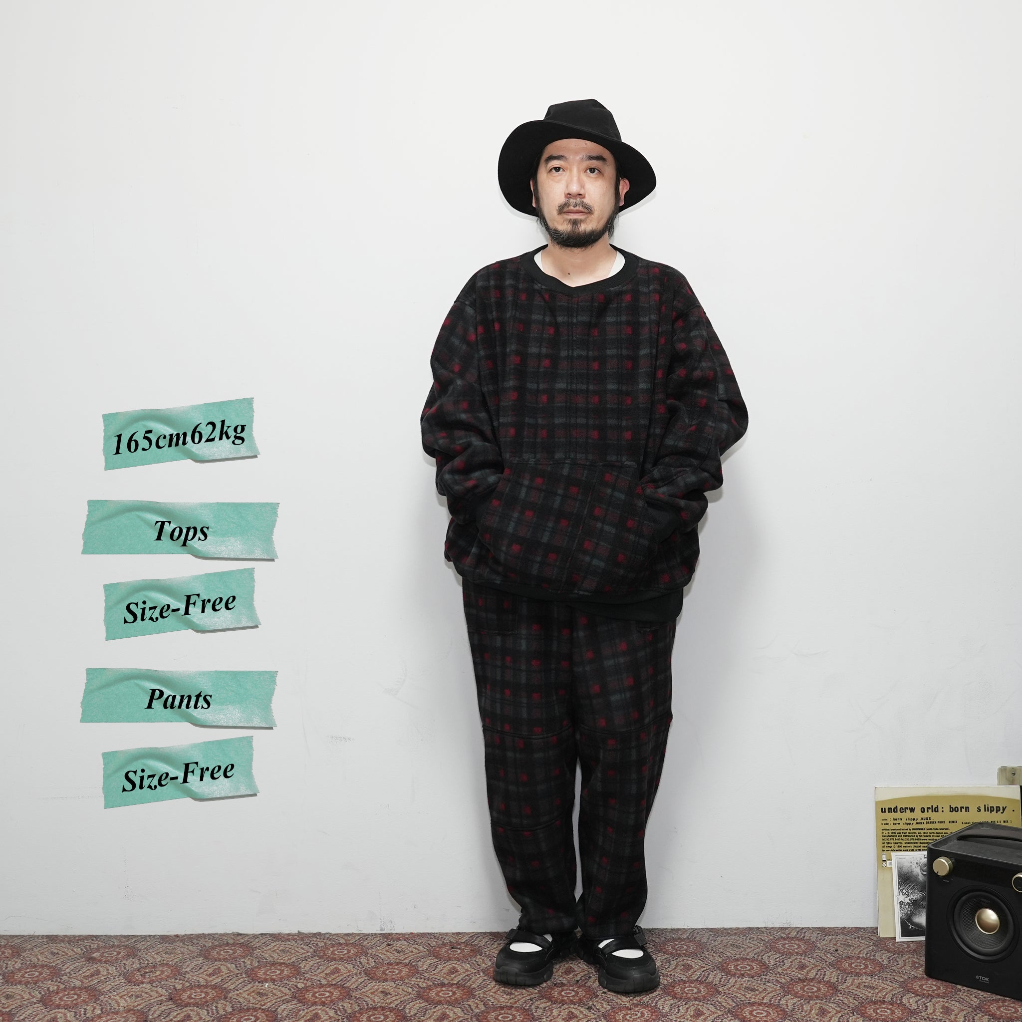 odd22fw02 | Custom Fleece Wide Pants – Check | ODDMENT