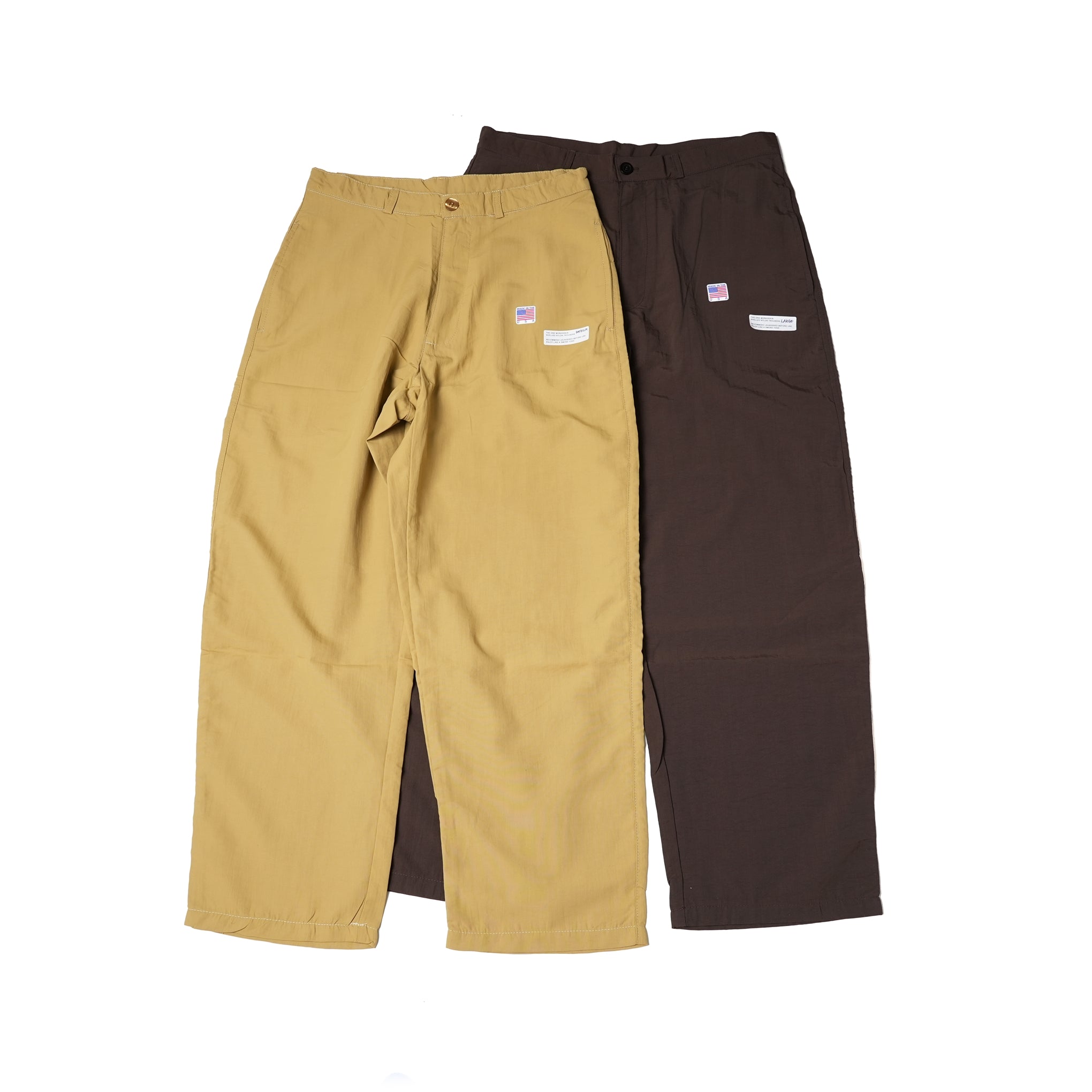 Name:SHELLED NYLON  TROUSERS_MORKGRAIN GARMENTS | Color:BROWN/BEIGE | Size:M/L | 【SMOKE T ONE】【DG THE DRY GOODS】