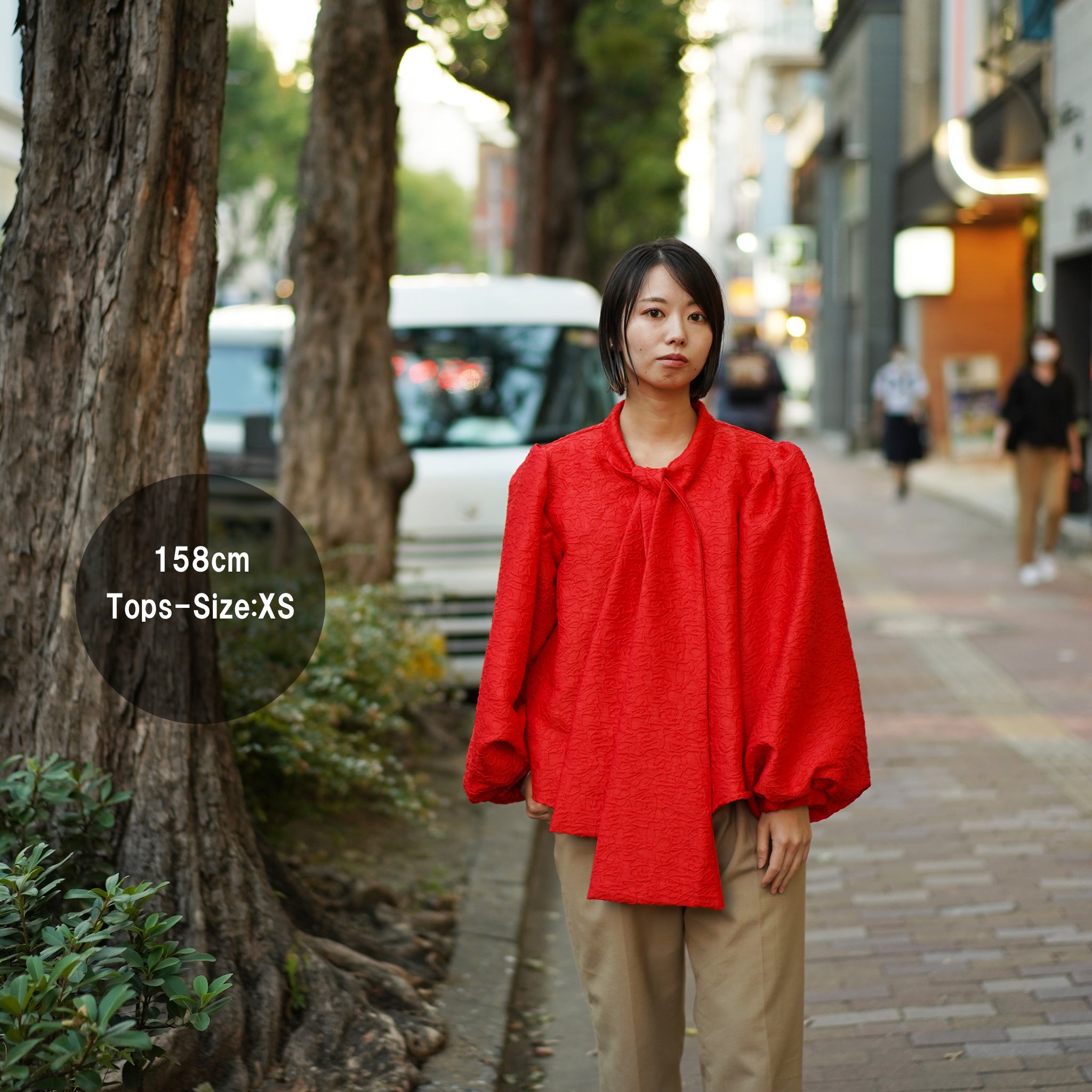 No:24SJ02BL1030RED | Name:Grandma Rose Oversized Bow Blouse | Color:Red | Size:XS/S【SISTER JANE_シスタージェーン】