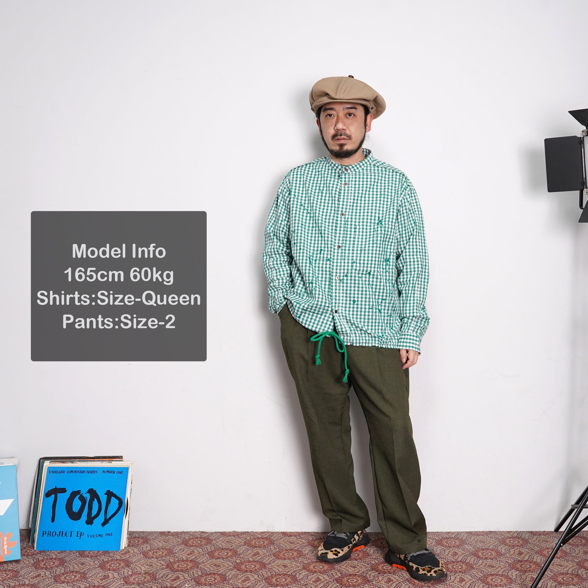 No:voo-1040 | Name:JAGGED PAINT SHACKET | Color:GREEN | Size-Q/K【VOO】-VOO-ADDICTION FUKUOKA