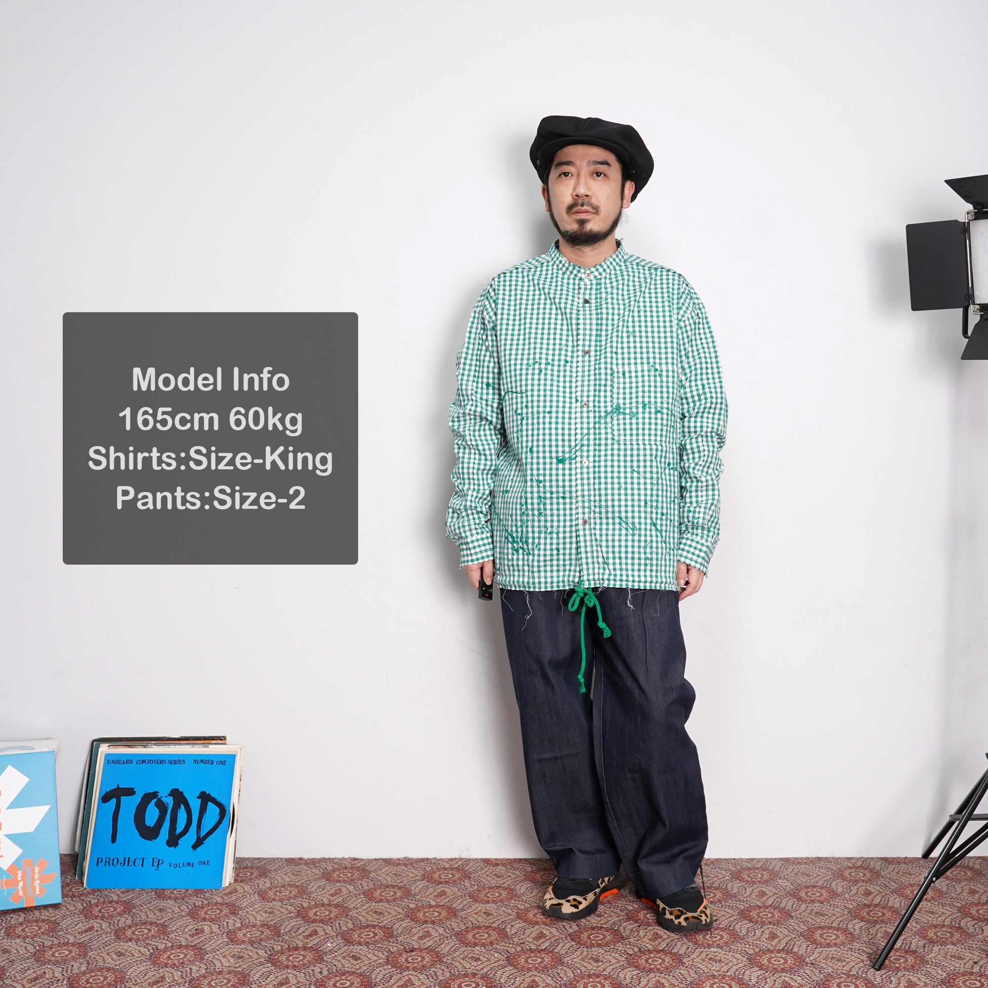 No:voo-1040 | Name:JAGGED PAINT SHACKET | Color:GREEN | Size-Q/K【VOO】-VOO-ADDICTION FUKUOKA
