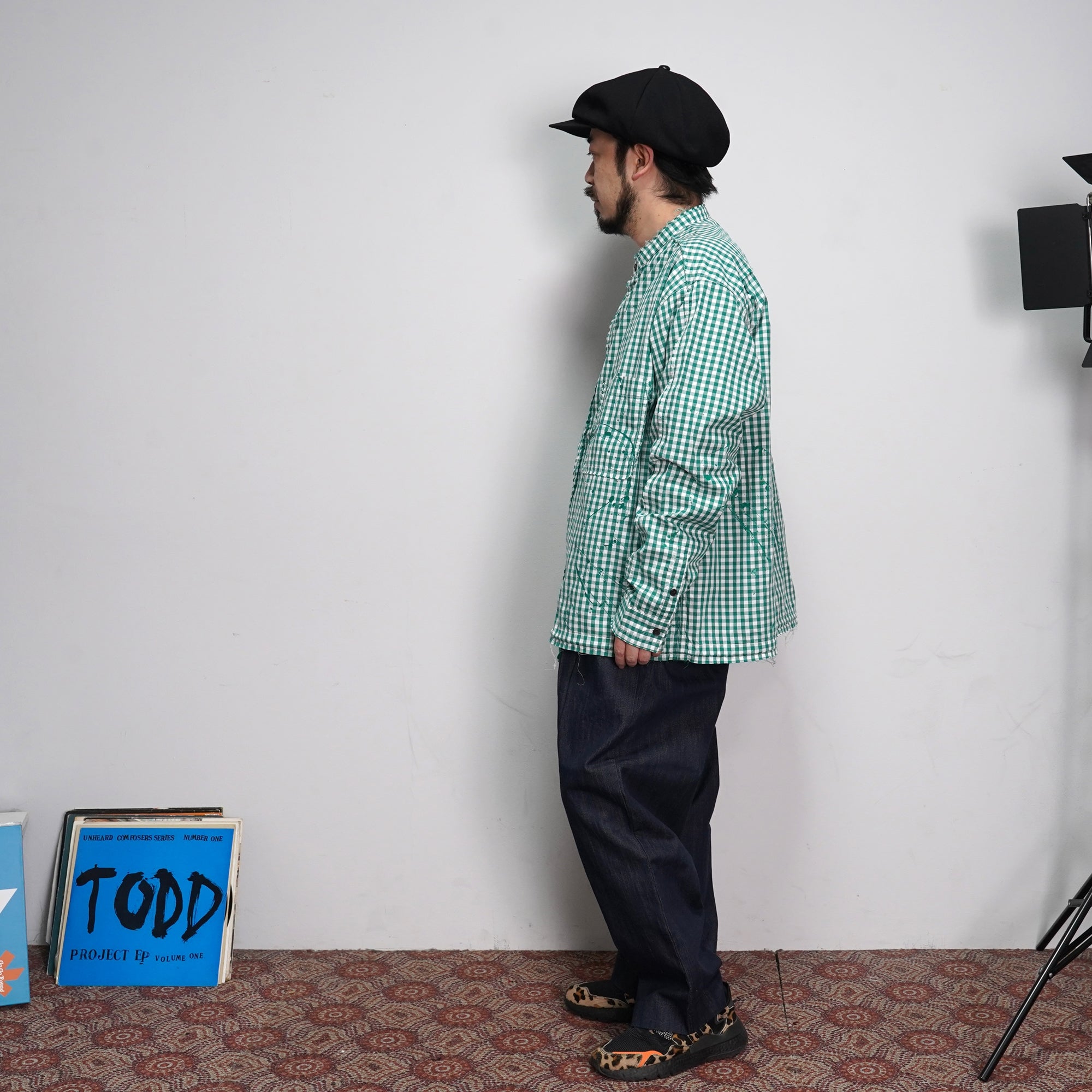 No:voo-1040 | Name:JAGGED PAINT SHACKET | Color:GREEN | Size-Q/K【VOO】-VOO-ADDICTION FUKUOKA