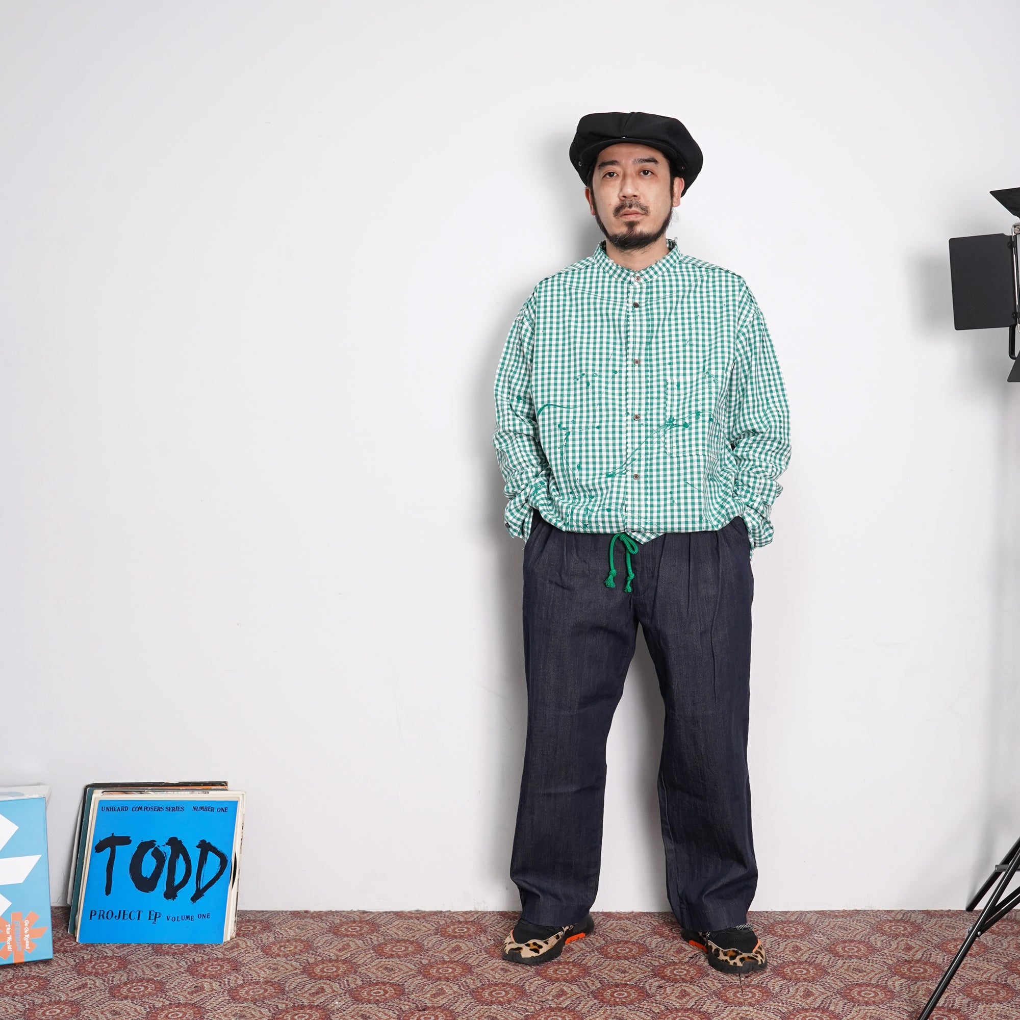 No:voo-1040 | Name:JAGGED PAINT SHACKET | Color:GREEN | Size-Q/K【VOO】-VOO-ADDICTION FUKUOKA