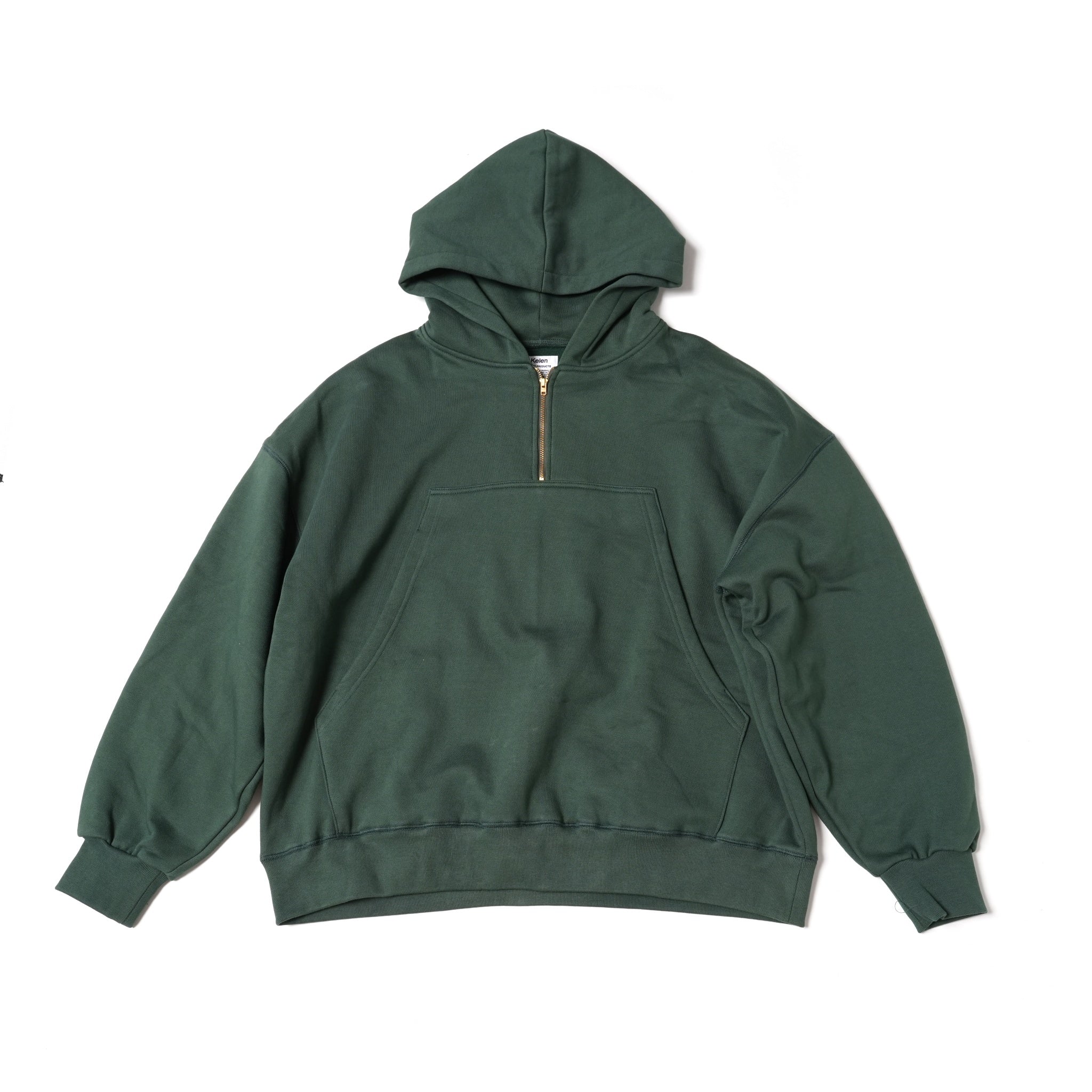 Lun_Big Pocket Half Zip Bicolor Hoodie – Crazy / Green | KELEN MEN