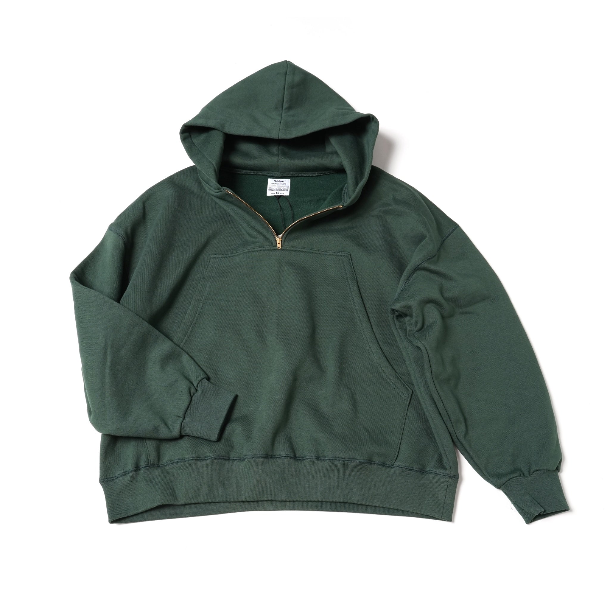 Lun_Big Pocket Half Zip Bicolor Hoodie – Crazy / Green | KELEN MEN