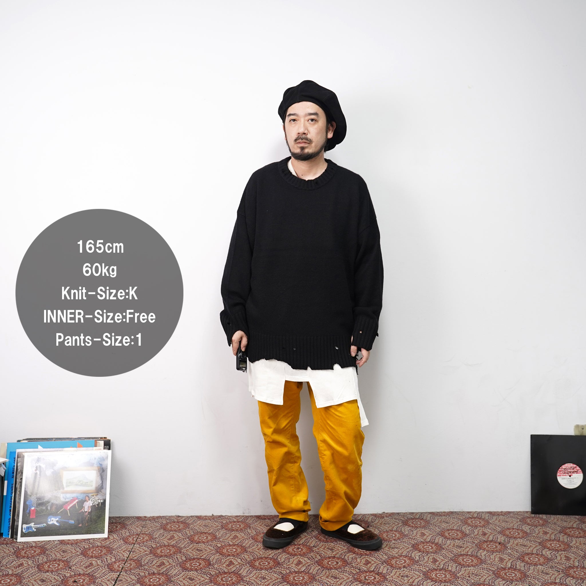 No:VOO-1070 D | Name:Fringe Crew（ダメージ） | Color:Mustard/Green/Black | Size:Queen/King【VOO_ヴォー】【archive】