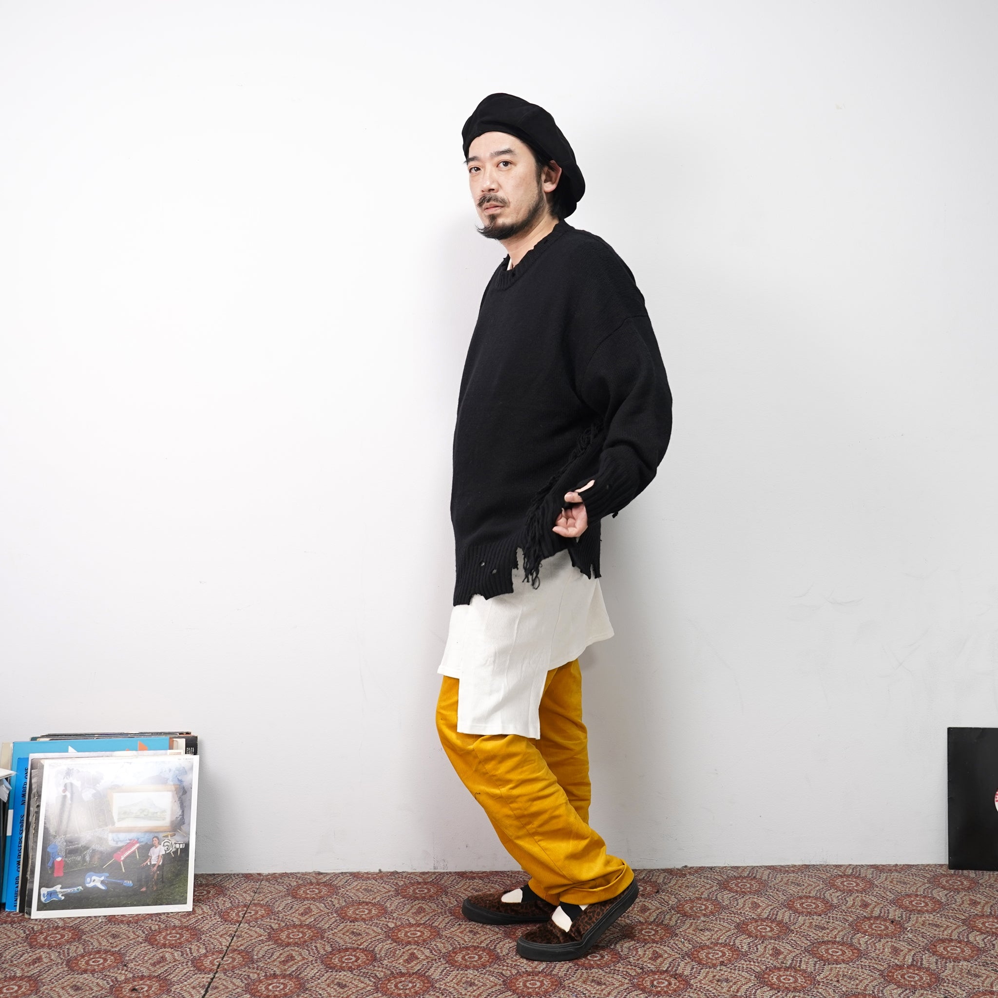 No:VOO-1070 D | Name:Fringe Crew（ダメージ） | Color:Mustard/Green/Black | Size:Queen/King【VOO_ヴォー】【archive】