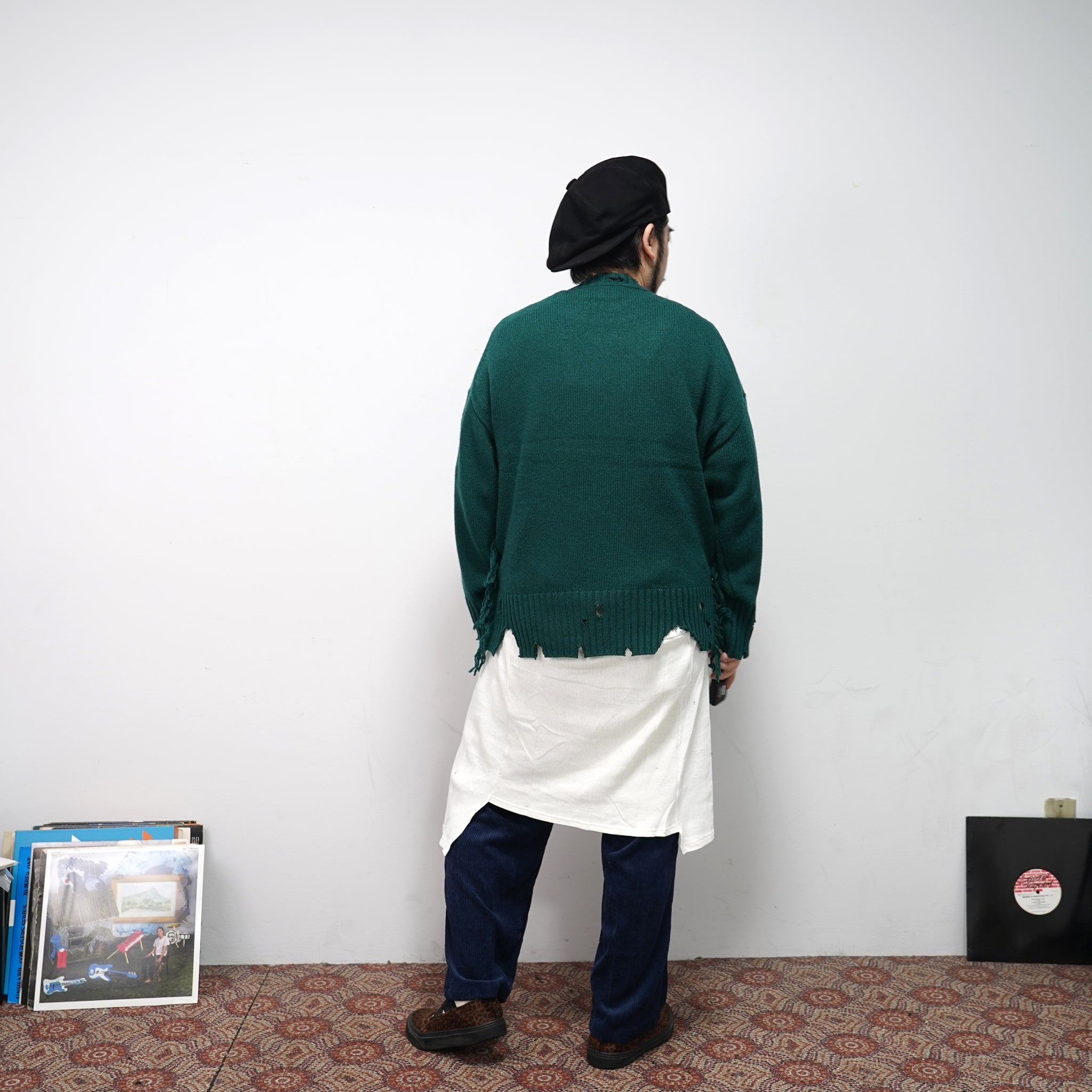 No:VOO-1070 D | Name:Fringe Crew（ダメージ） | Color:Mustard/Green/Black | Size:Queen/King【VOO_ヴォー】【archive】