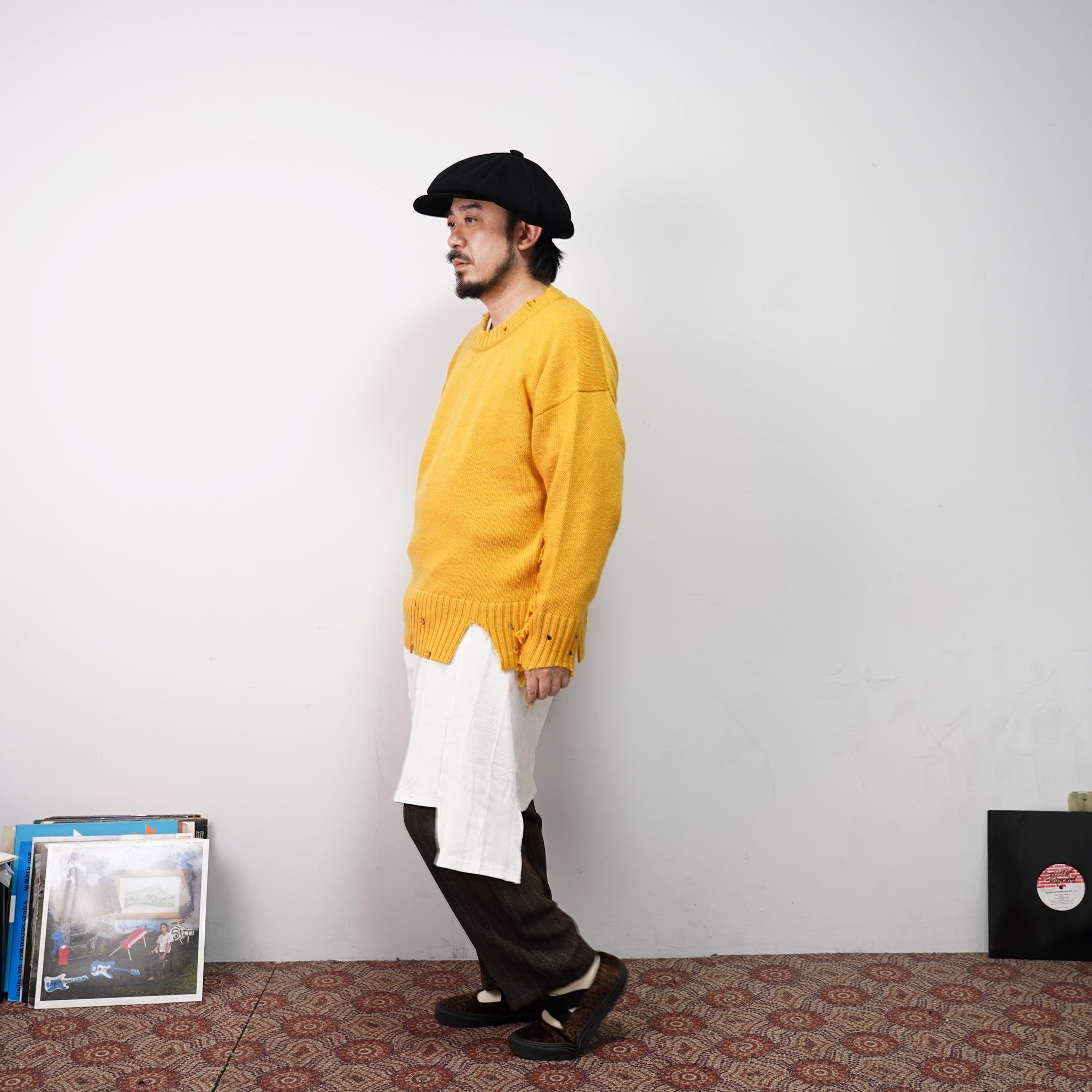 No:VOO-1070 D | Name:Fringe Crew（ダメージ） | Color:Mustard/Green/Black | Size:Queen/King【VOO_ヴォー】【archive】