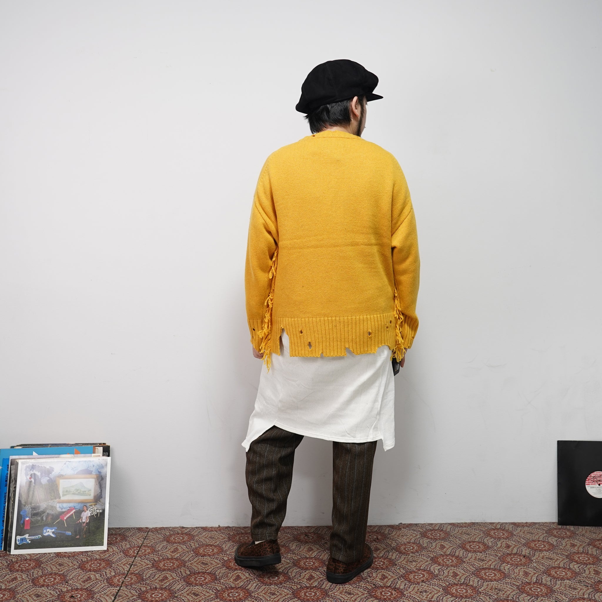 No:VOO-1070 D | Name:Fringe Crew（ダメージ） | Color:Mustard/Green/Black | Size:Queen/King【VOO_ヴォー】【archive】
