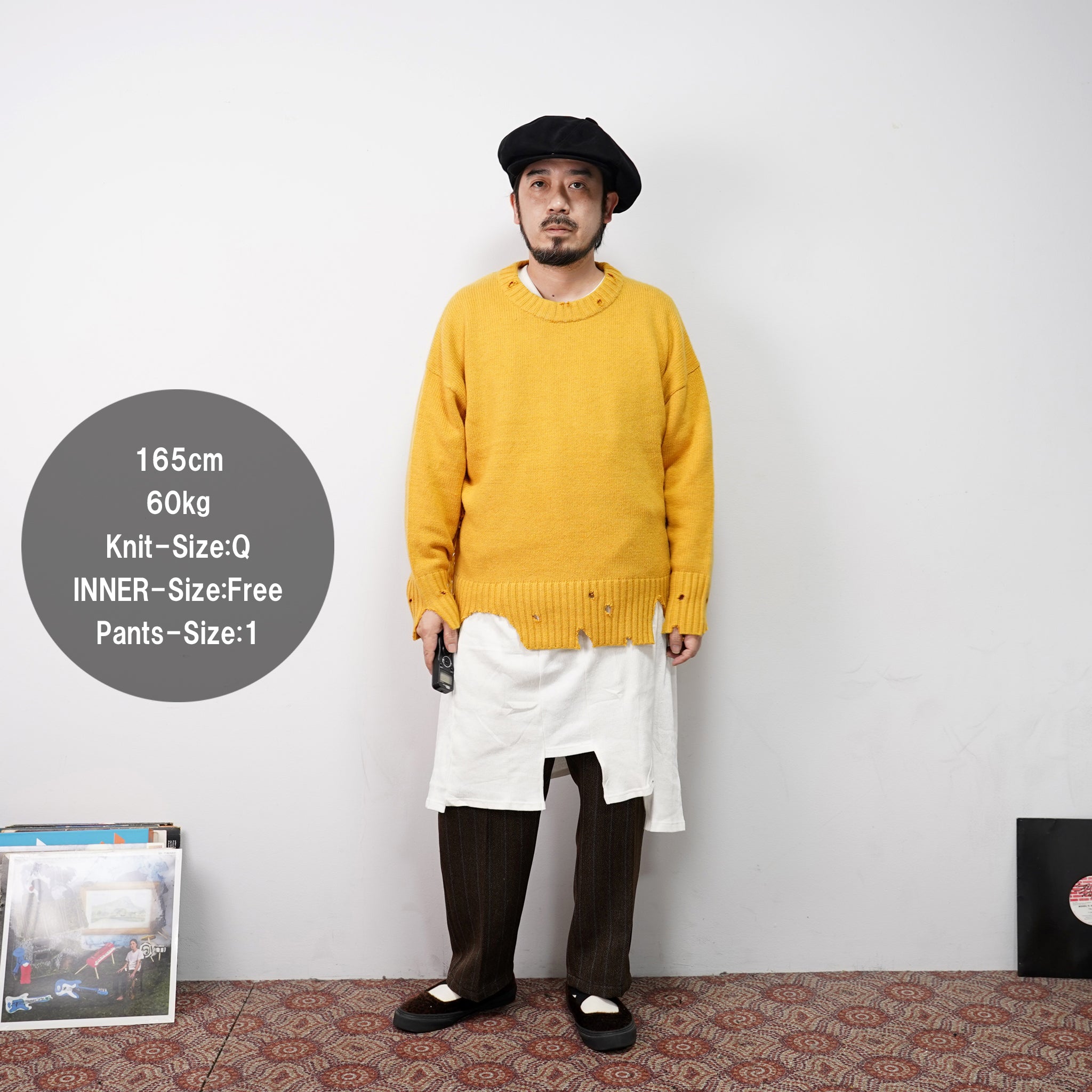 No:VOO-1070 D | Name:Fringe Crew（ダメージ） | Color:Mustard/Green/Black | Size:Queen/King【VOO_ヴォー】【archive】