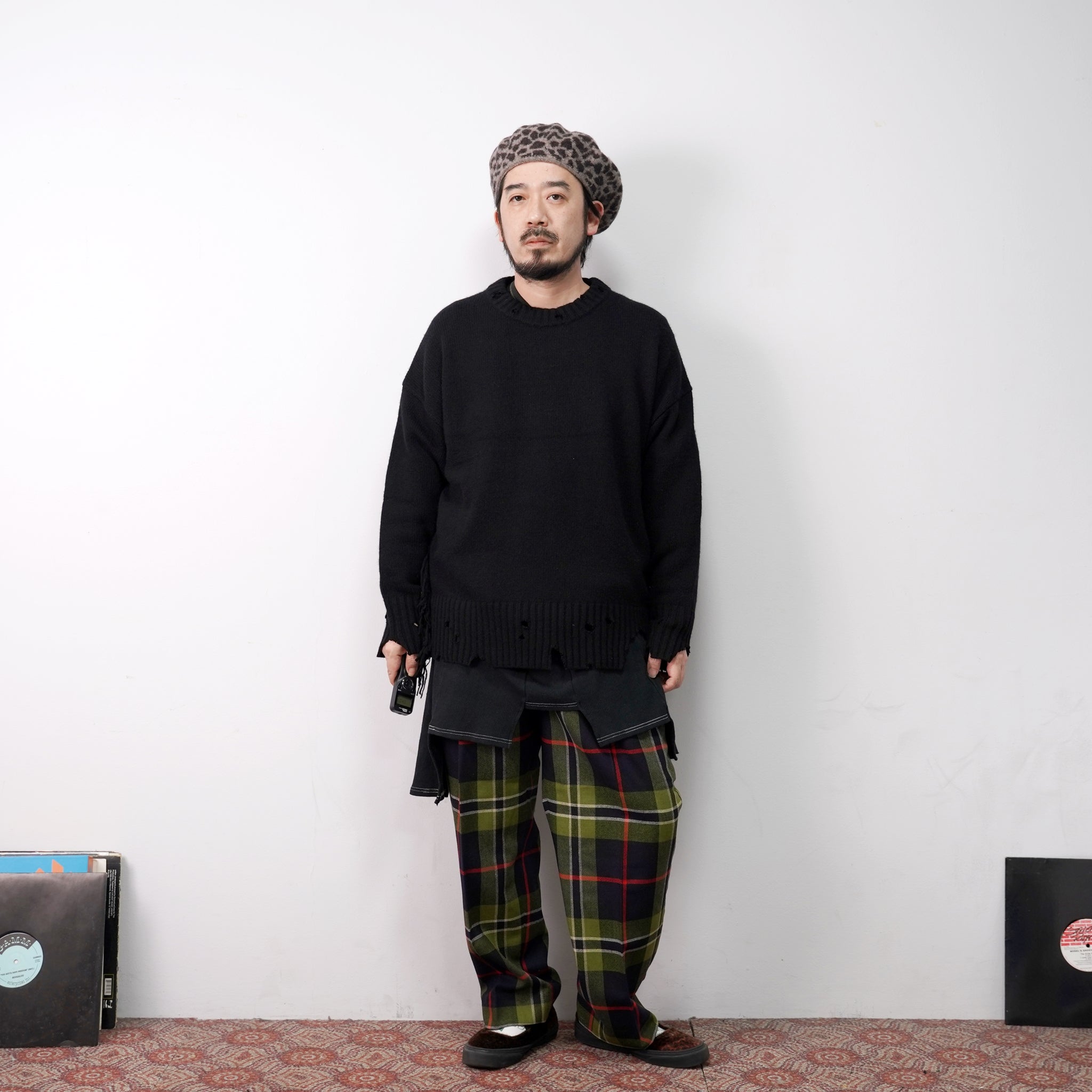 No:VOO-1070 D | Name:Fringe Crew（ダメージ） | Color:Mustard/Green/Black | Size:Queen/King【VOO_ヴォー】【archive】