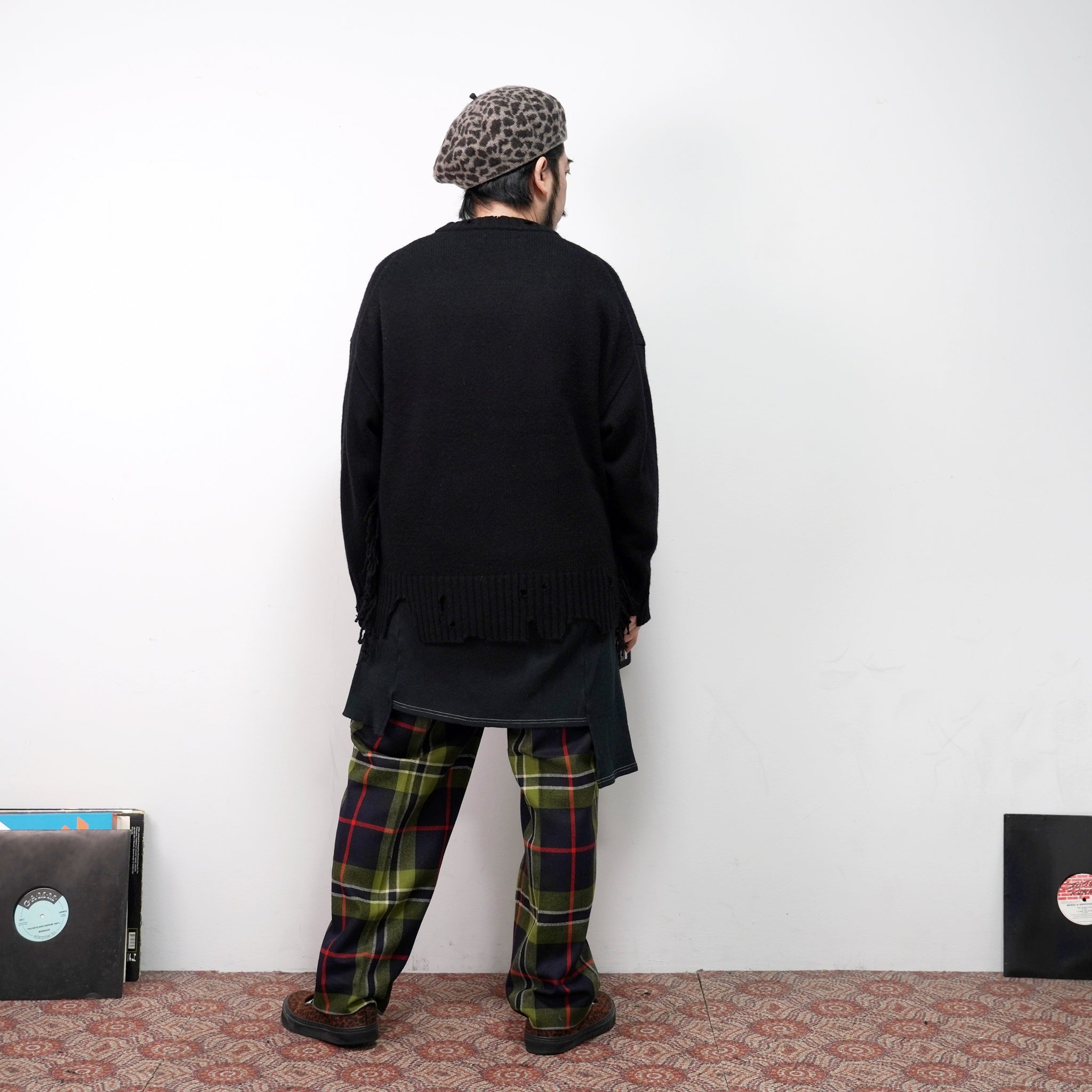 No:VOO-1070 D | Name:Fringe Crew（ダメージ） | Color:Mustard/Green/Black | Size:Queen/King【VOO_ヴォー】【archive】