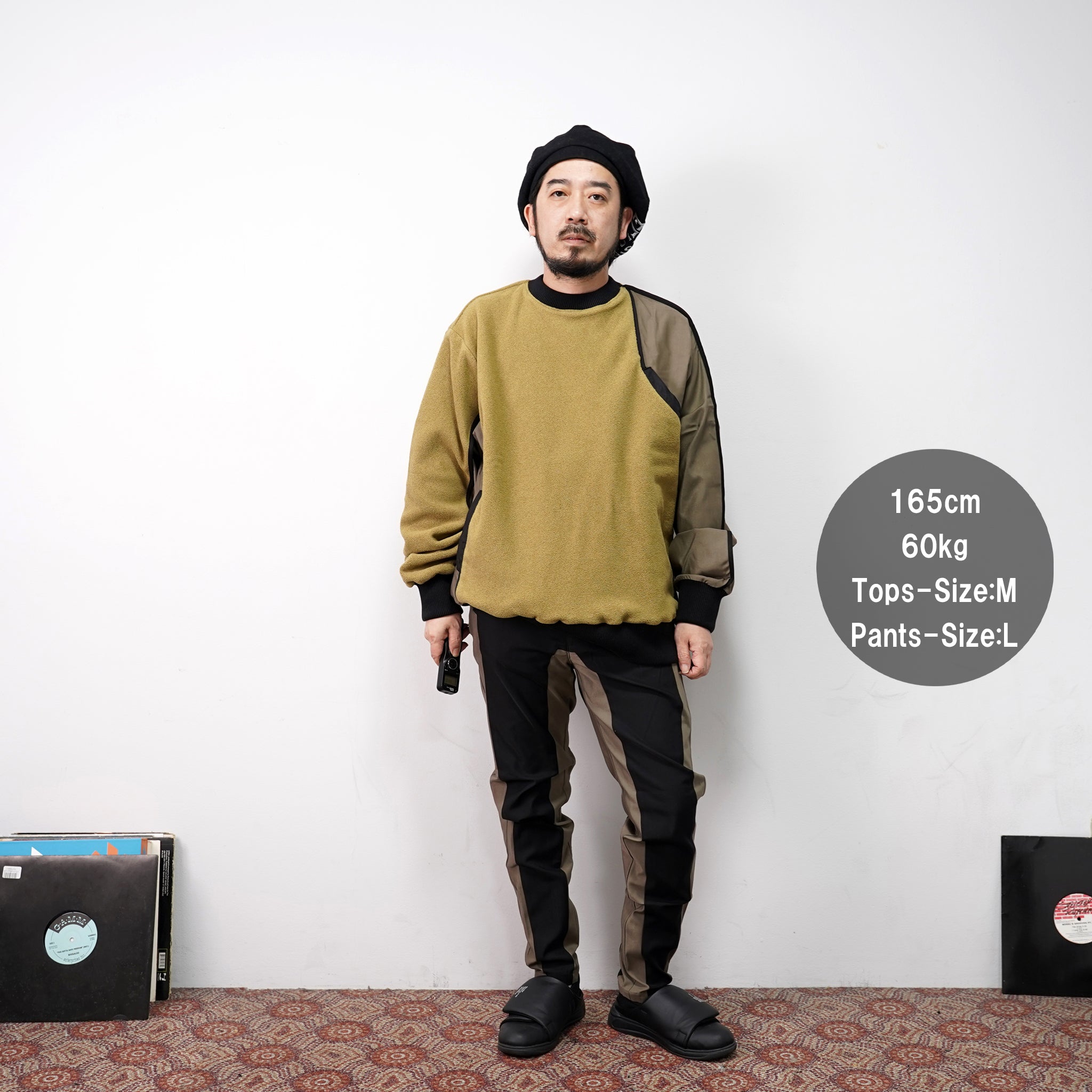 No:WDM11E0112A | Name:Shake Grain Fleece Patchwork Top | ColorMisty Green | Size:M/L【WEAVISM_ウィーヴィズム】【archive】