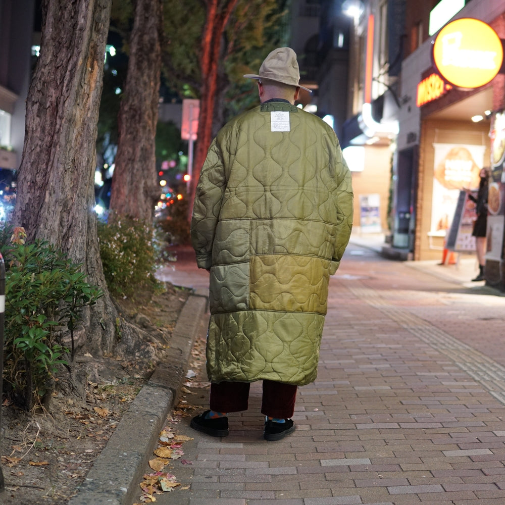 oddlong | Quilting Long Coat – Olive | Size:Free | ODDMENT
