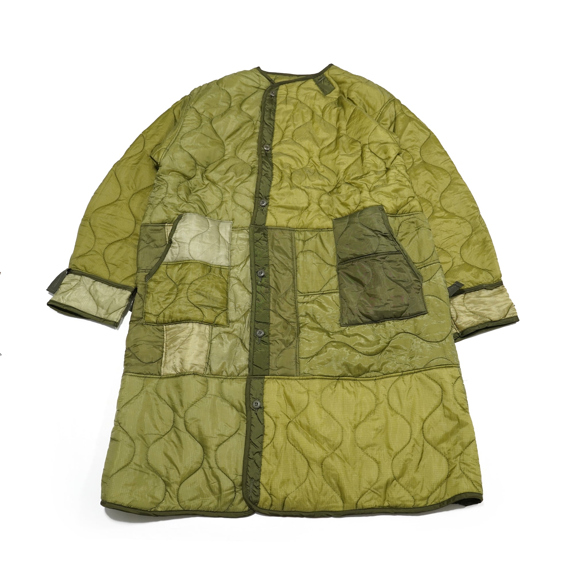 oddlong | Quilting Long Coat – Olive | Size:Free | ODDMENT