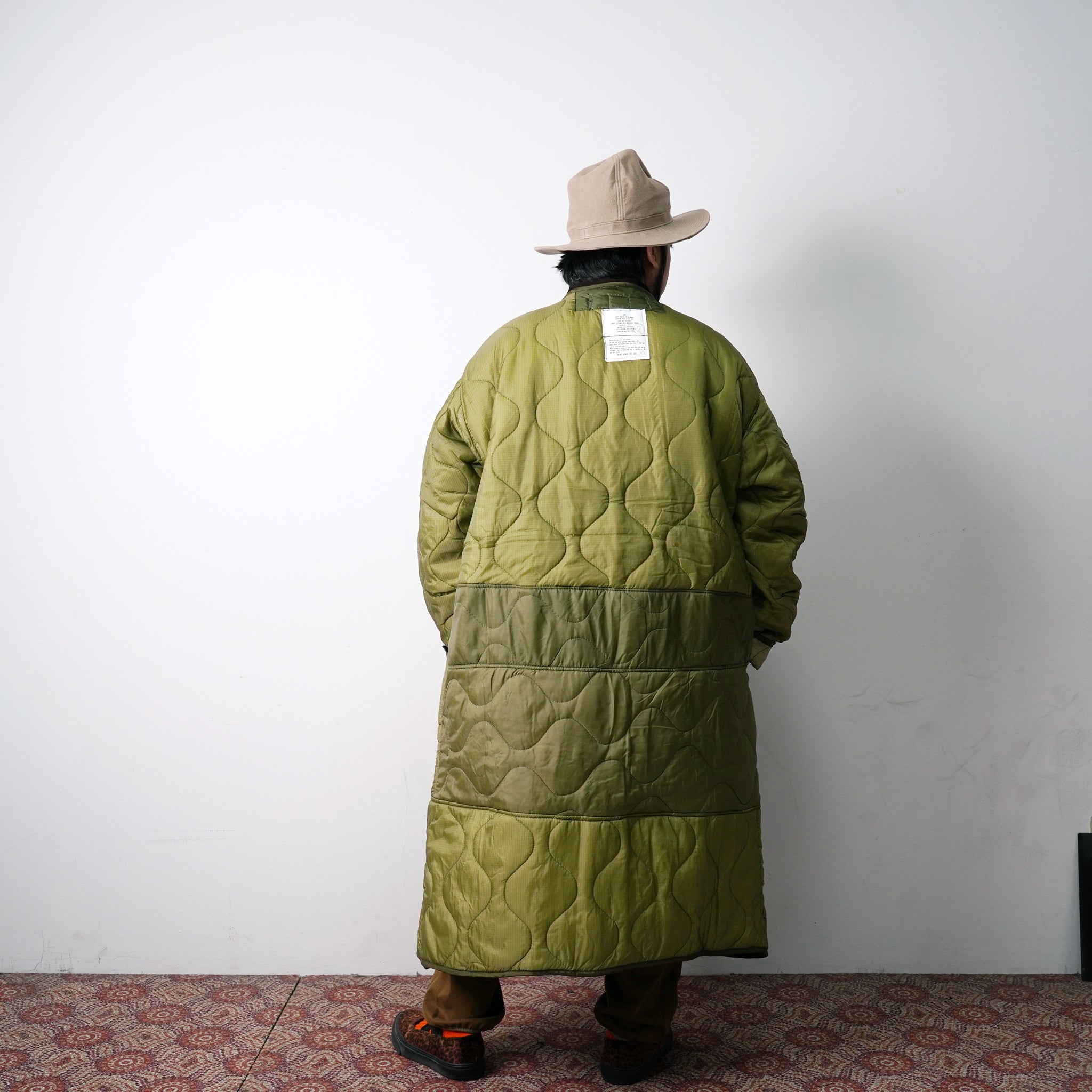 oddlong | Quilting Long Coat – Olive | Size:Free | ODDMENT