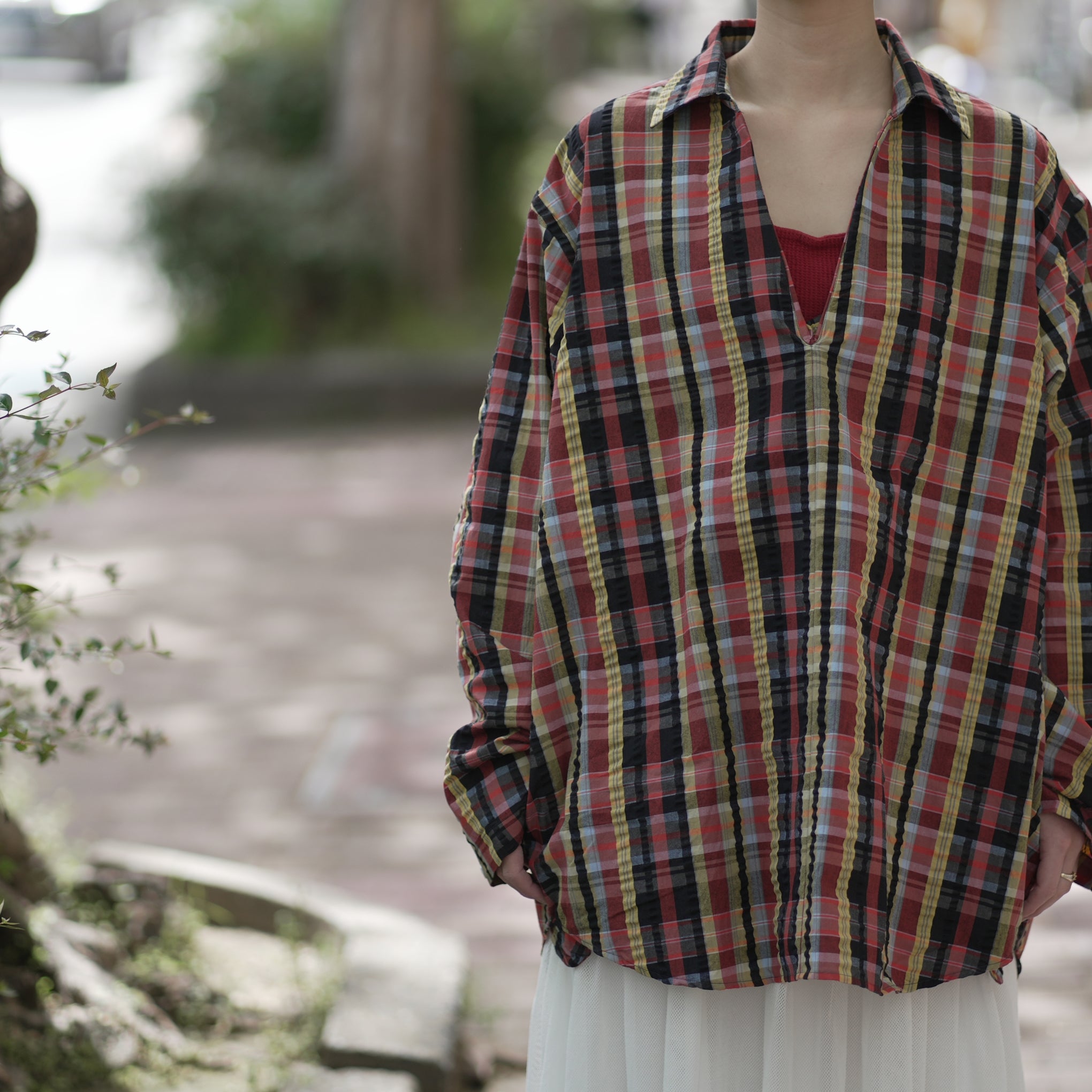 Name: MEX KAFTAN SHIRT | Color:Madrascheck | Size:One 【CITYLIGHTS PRODUCTS_シティライツプロダクツ】