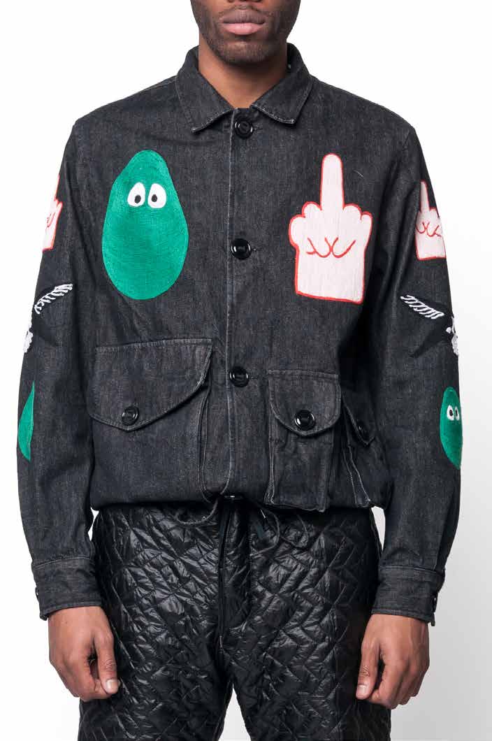 No:M28099 | Name:Military Service Jacket Type-A w/ Chain Embroidery (Made in India) | Color:Denim Black | Style: 【MONITALY】-MONITALY-ADDICTION FUKUOKA