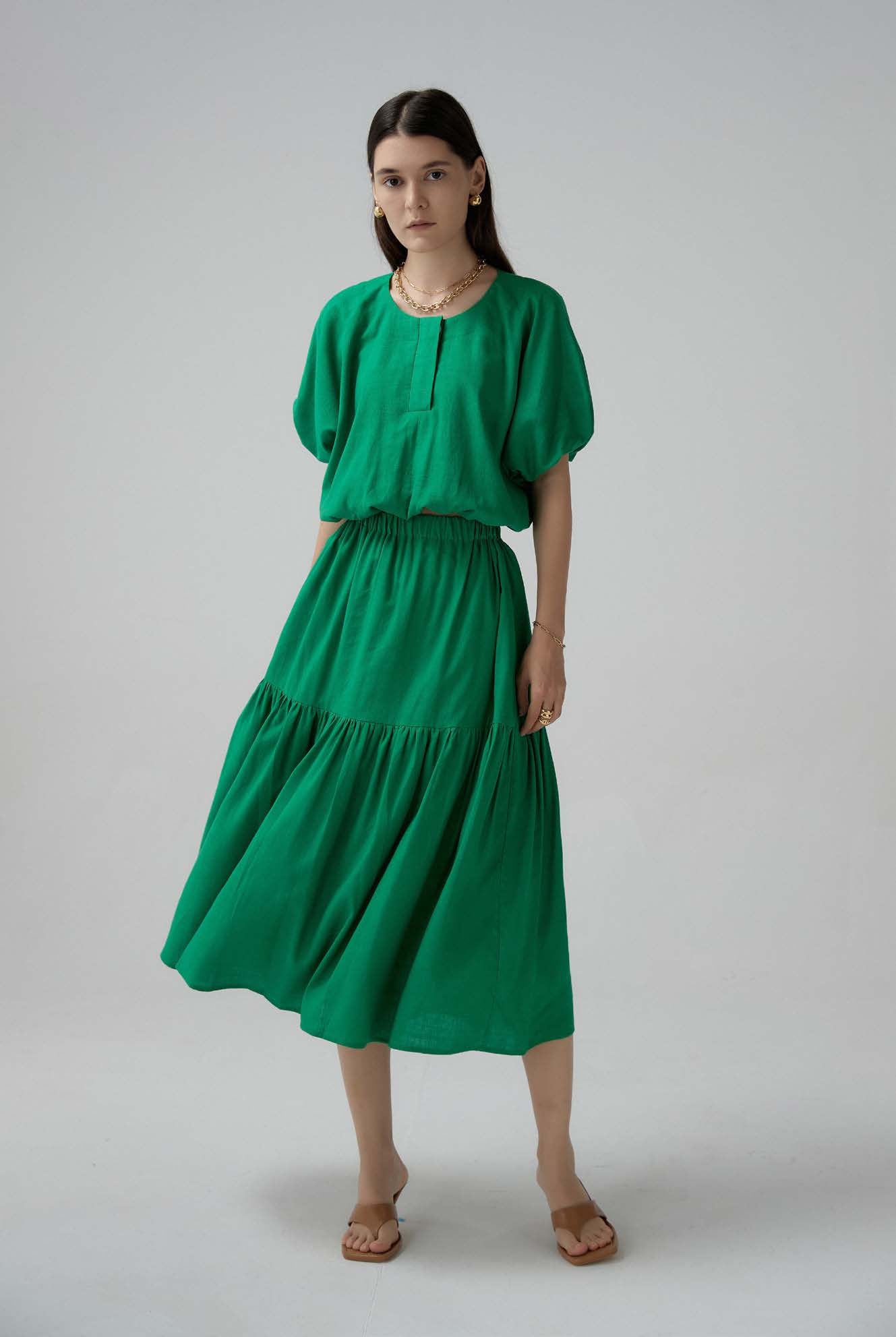 No:OSK-SS33-13D | Name:Not Your Mistakes | Color:Forest Green|Size:S【OSKER THE LABEL_オスカーザレーベル】【archive】