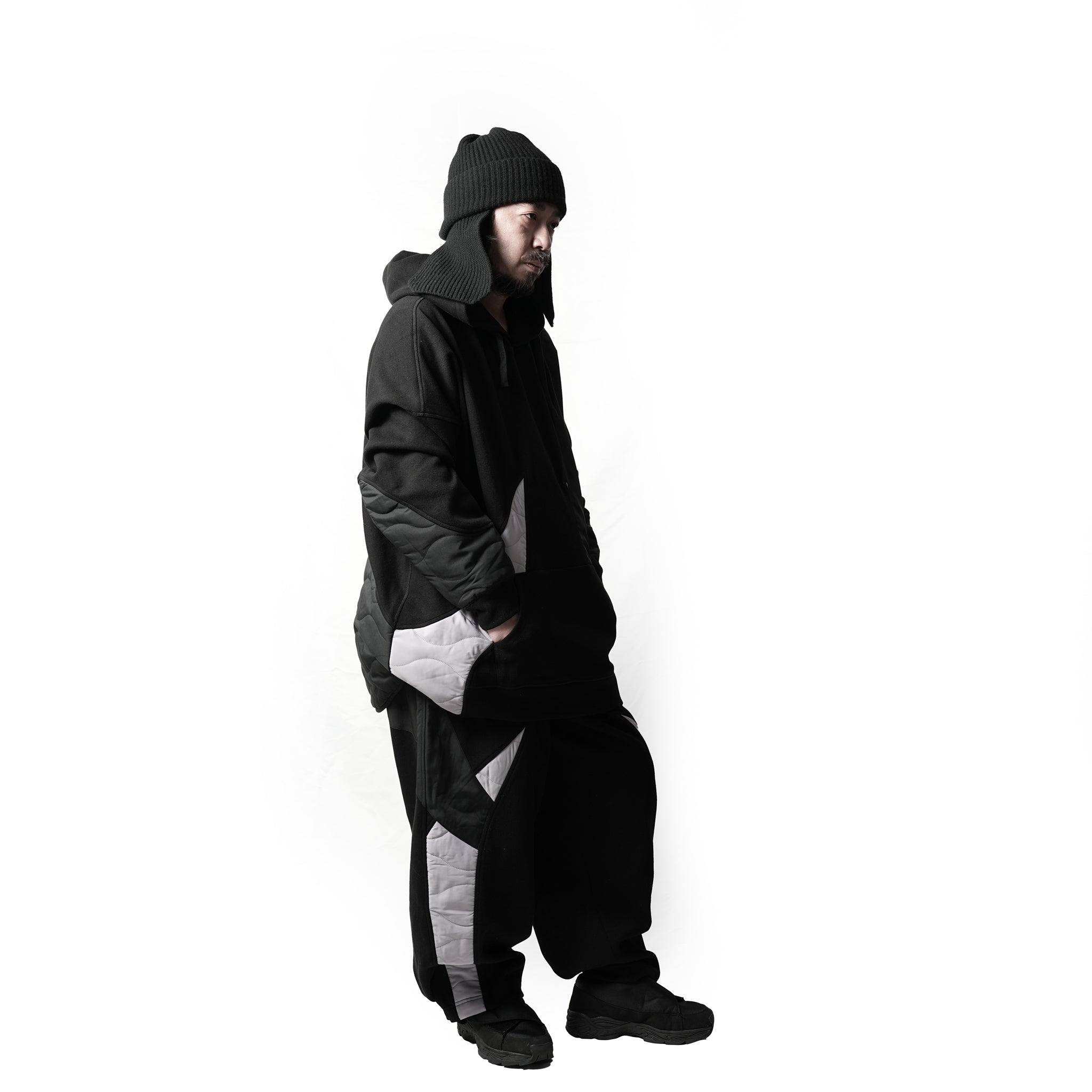 No:ACRS23-T01| Name:Flower Mantis Collection French cotton heavyweight patchwork pave cotton cap tee | Color:Black | Size:Free【(A)CRYPSIS®】【SEIVSON_セイヴソン】【archive】