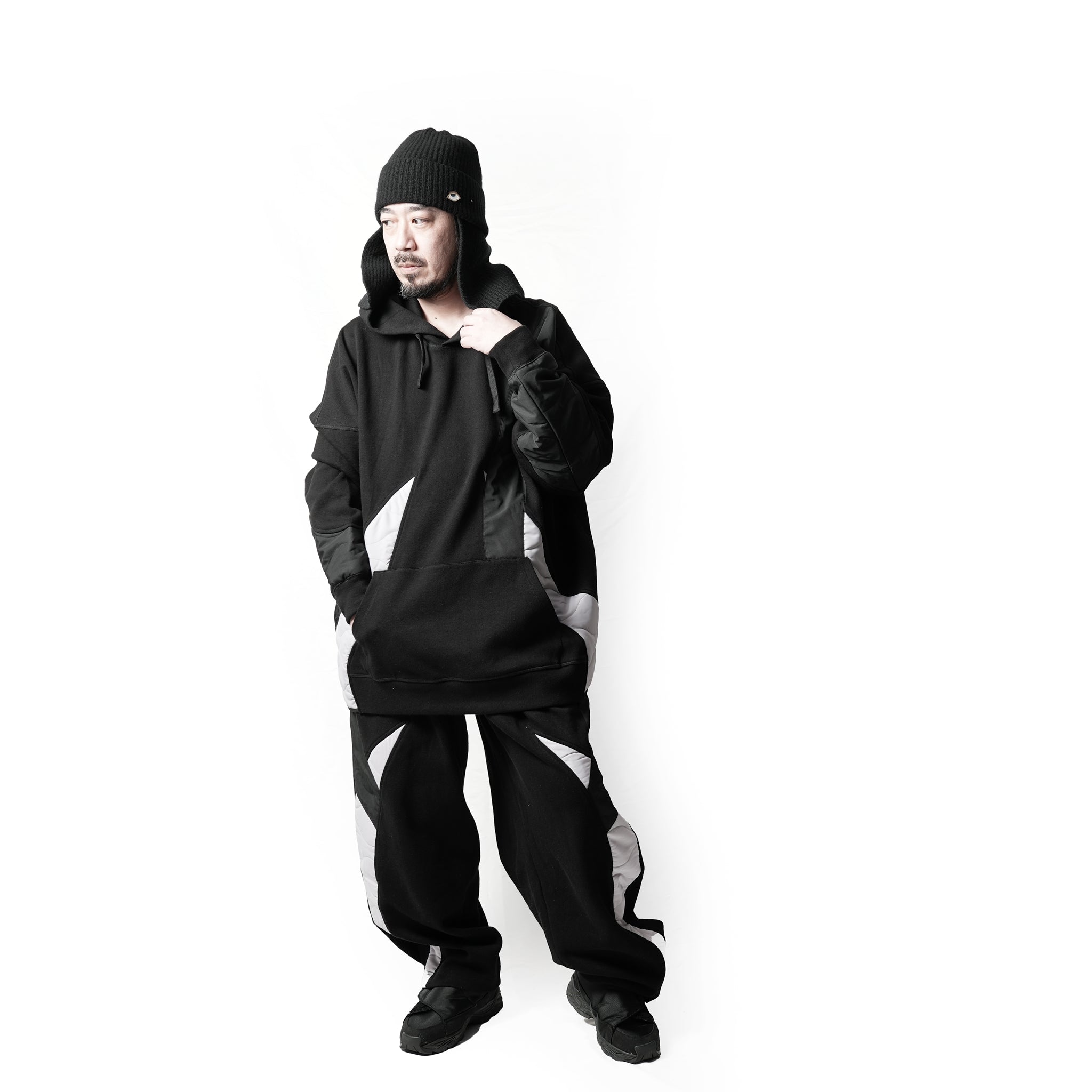 No:ACRS23-T01| Name:Flower Mantis Collection French cotton heavyweight patchwork pave cotton cap tee | Color:Black | Size:Free【(A)CRYPSIS®】【SEIVSON_セイヴソン】【archive】