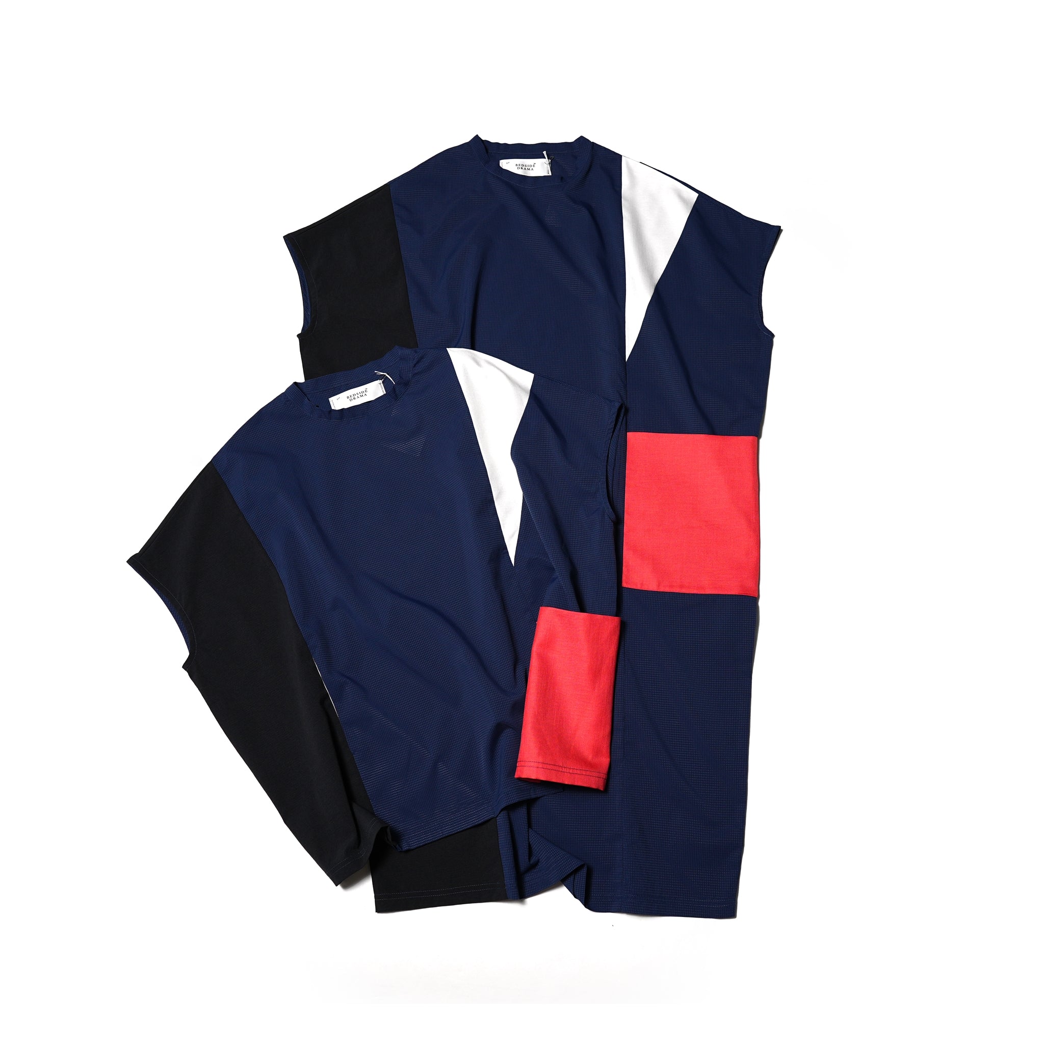 No:bsd23SS-02_b | Name:Color panel onepiece | Color:Navy【BEDSIDEDRAMA_ベッドサイドドラマ】【archive】