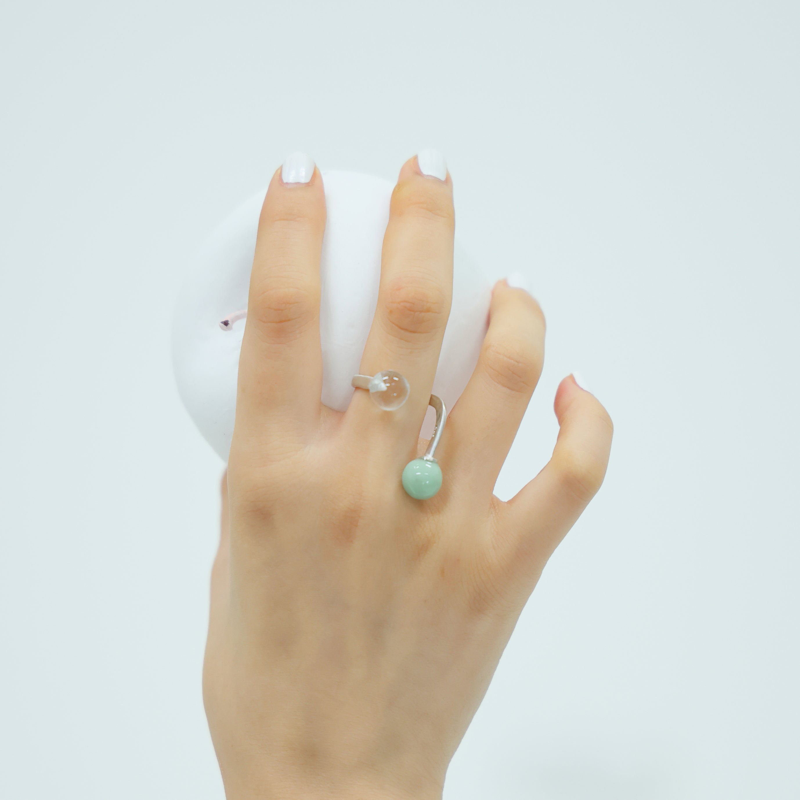 No:bsd23SS-35_a | Name:Float glass ring | Color:Clr・Grn【BEDSIDEDRAMA_ベッドサイドドラマ】