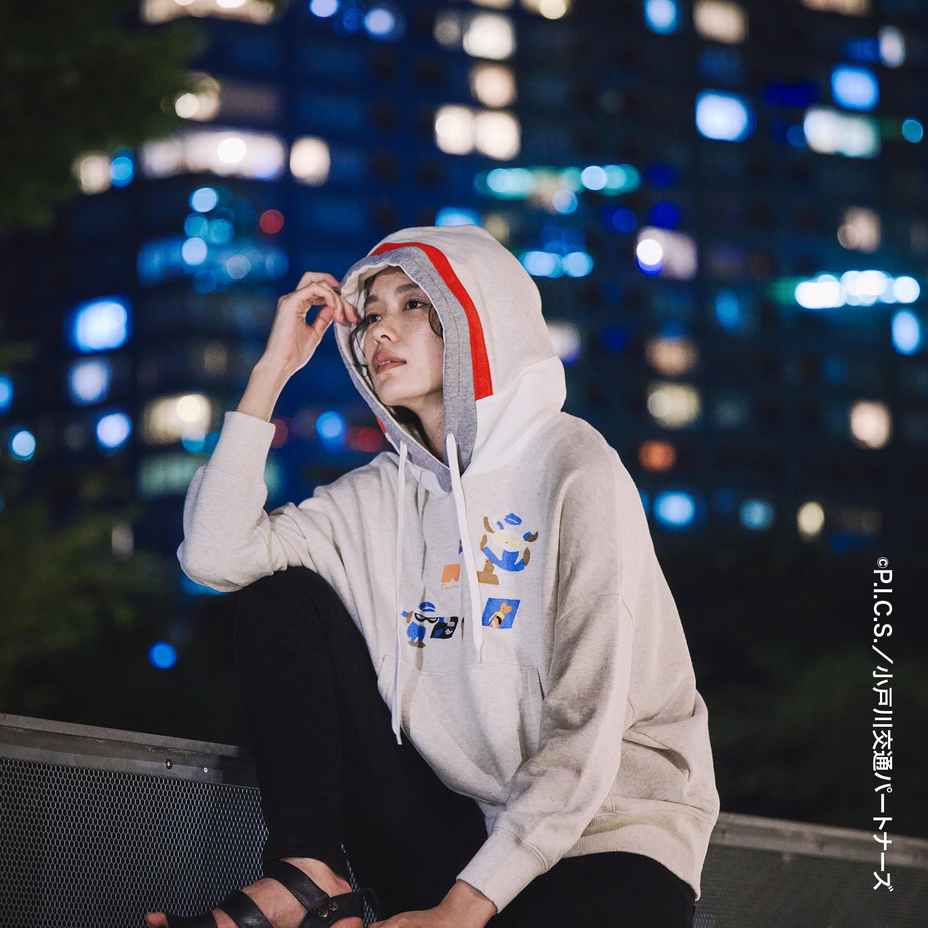 No:bsdodd-03_a | Name:City Scenery Embroidery Hoodie | Color:Oat Meal【BEDSIDEDRAMA_ベッドサイドドラマ】