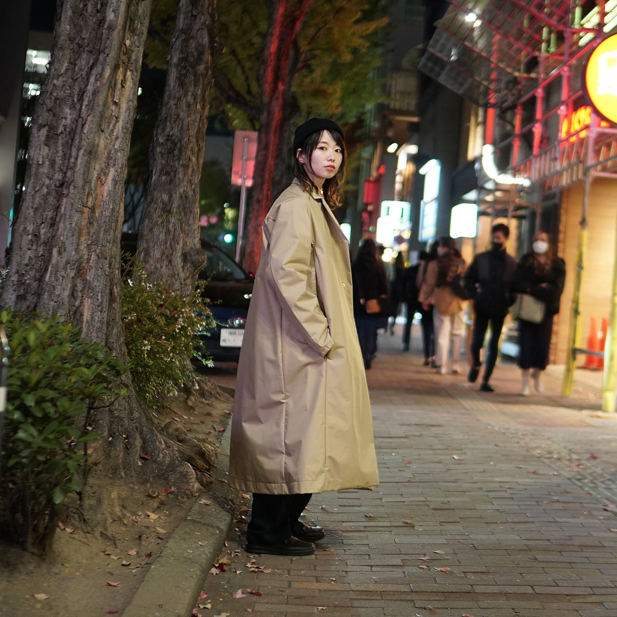 PH21FW-002 | P.H.M. Long Coat – Black / Beige | POWDERHORN MOUNTAINEERING
