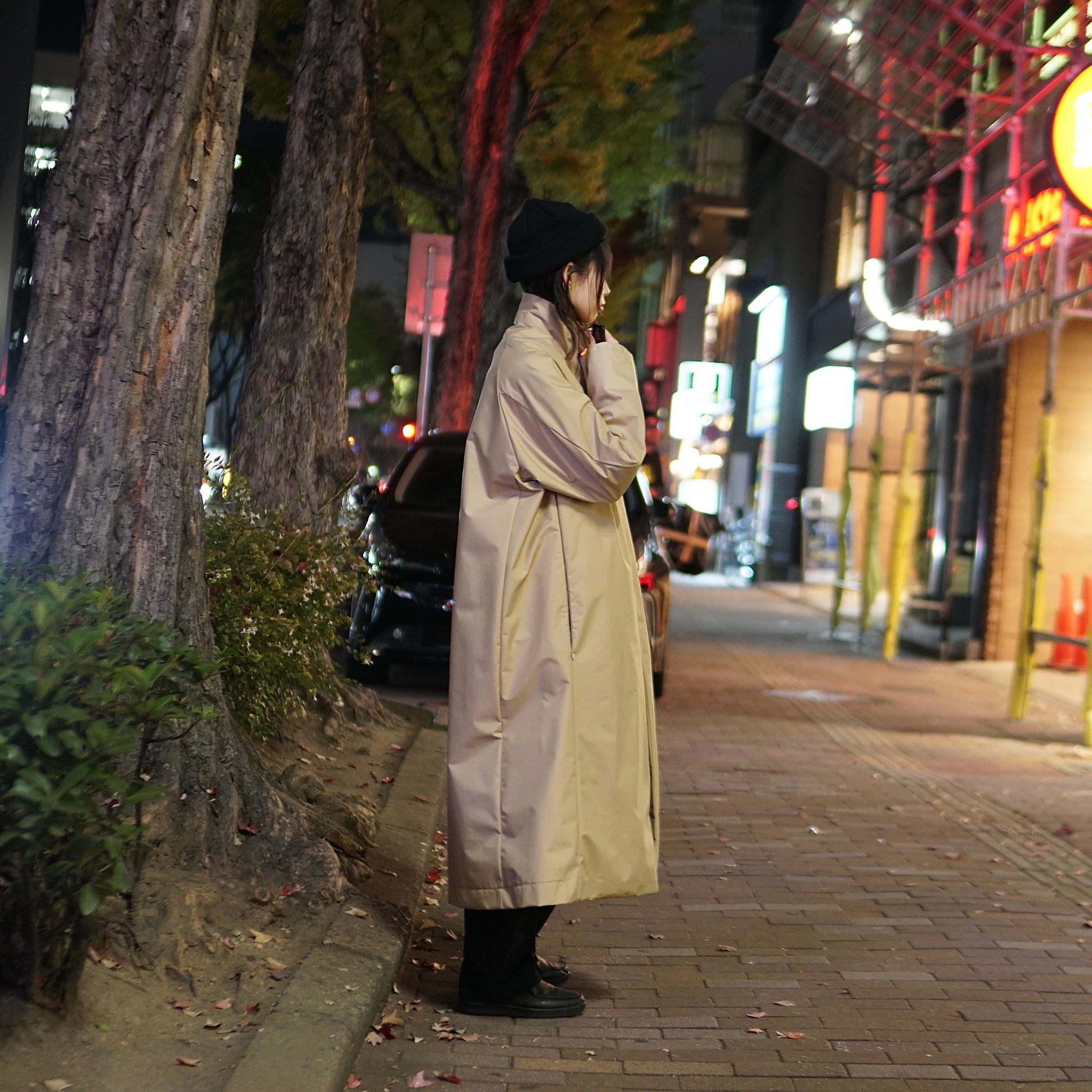 PH21FW-002 | P.H.M. Long Coat – Black / Beige | POWDERHORN MOUNTAINEERING