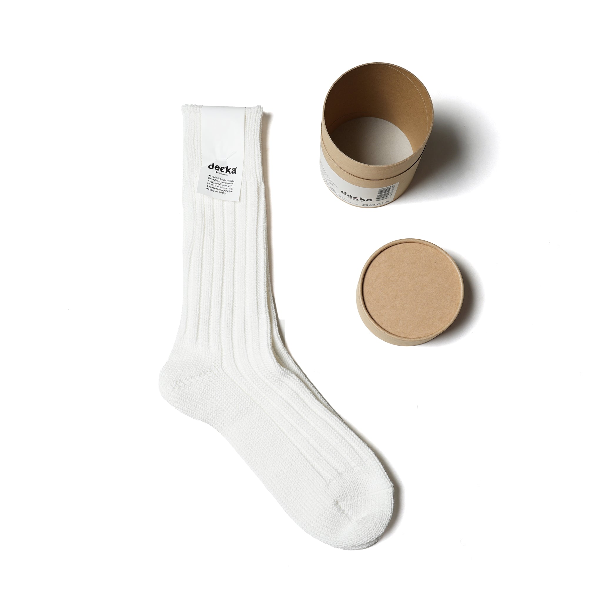 [de-01-2] Cased Heavyweight Plain Socks-2nd Collection- | Color:White【DECKA QUALITY SOCKS_デッカクオリティソックス】