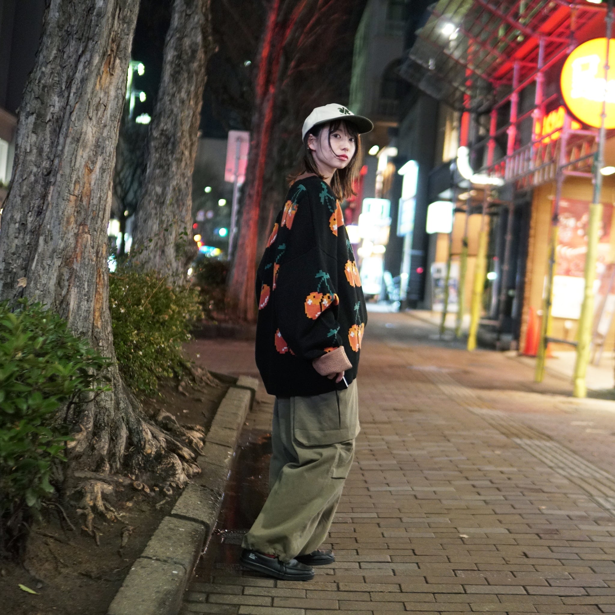 No:pw22kt01 | Name:cherry knit crewneck | Color:Black | Size:1/2【PLATEAU STUDIO_プラトー スタジオ】