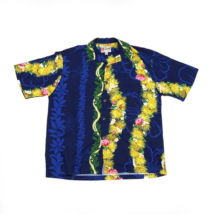 Name:Men's Aloha Shirt-Ohia | Color:Green/Navy | No:542-HASMB【Hilo Hattie ヒロハッティ】【UNISEX ユニセックス】【アロハシャツ】【202003】【ネコポス選択可能】-HILO HATTIE-ADDICTION FUKUOKA