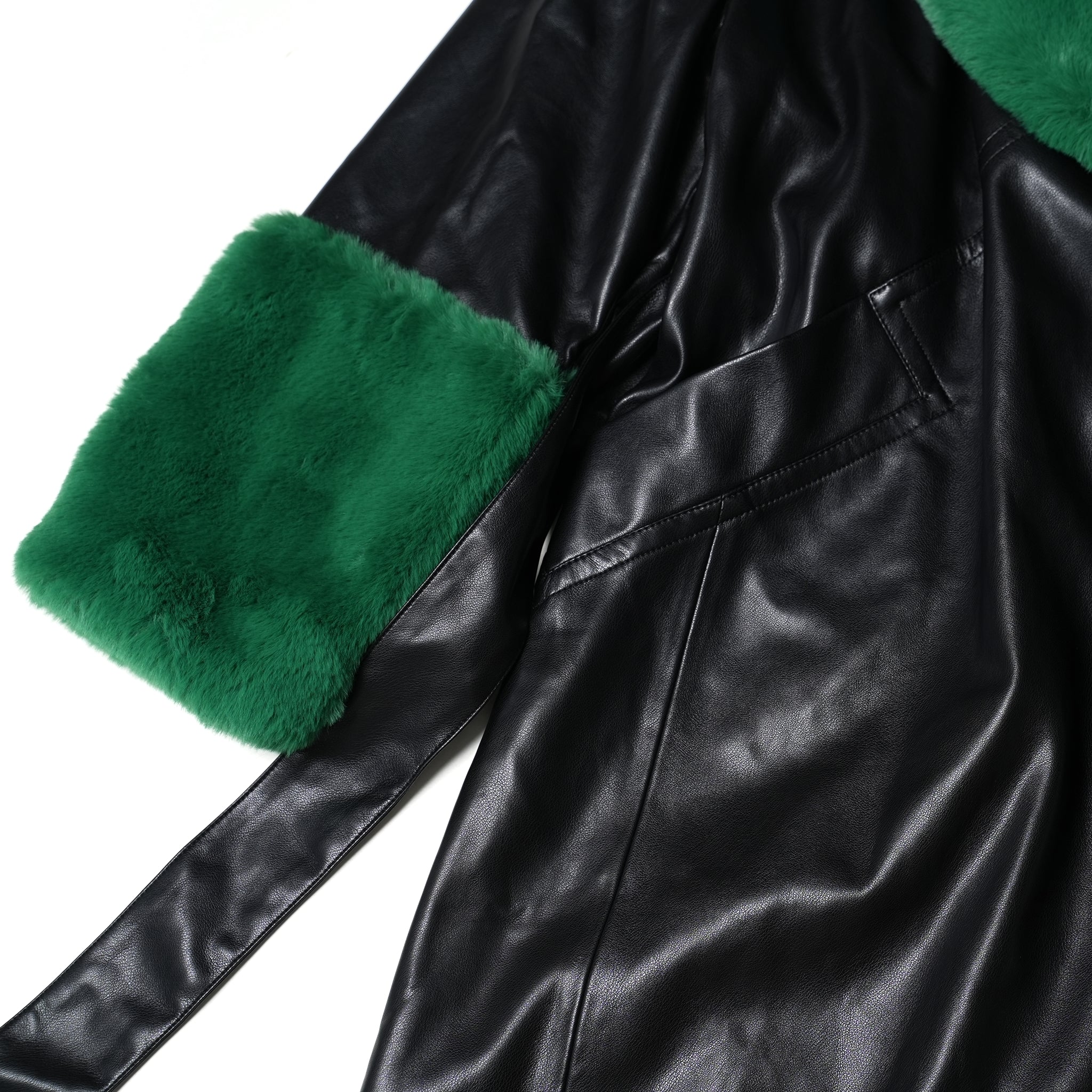 No:J1837BC07 | Name:BAILEY | Color:Black/Green Fur | Size:8/36/S |【JAKKE_ジャッキー】