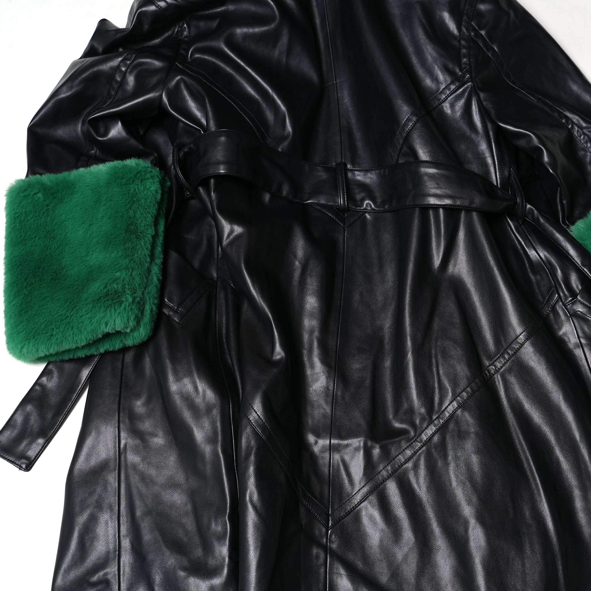 No:J1837BC07 | Name:BAILEY | Color:Black/Green Fur | Size:8/36/S |【JAKKE_ジャッキー】