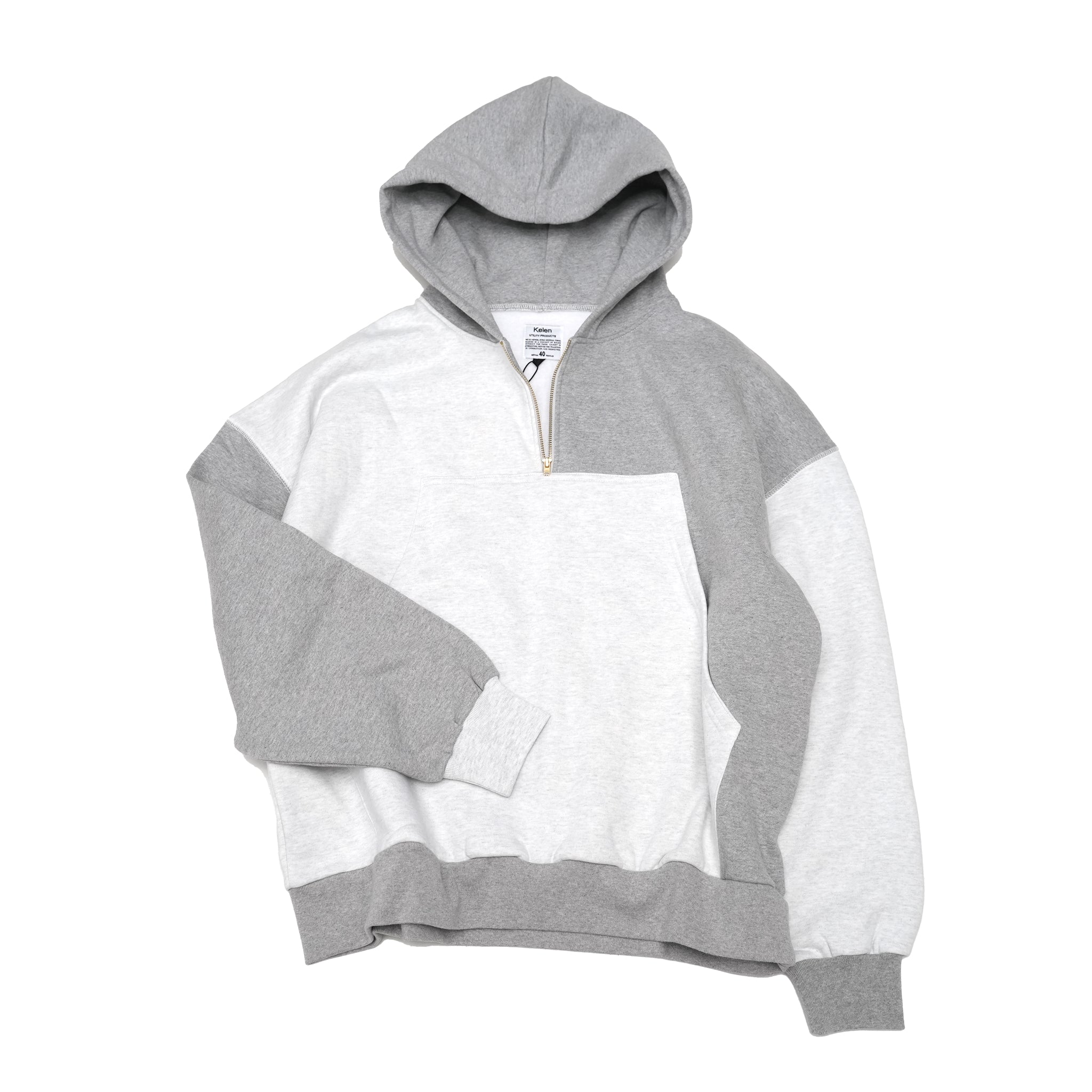 Lun_Big Pocket Half Zip Bicolor Hoodie – Crazy / Green | KELEN MEN
