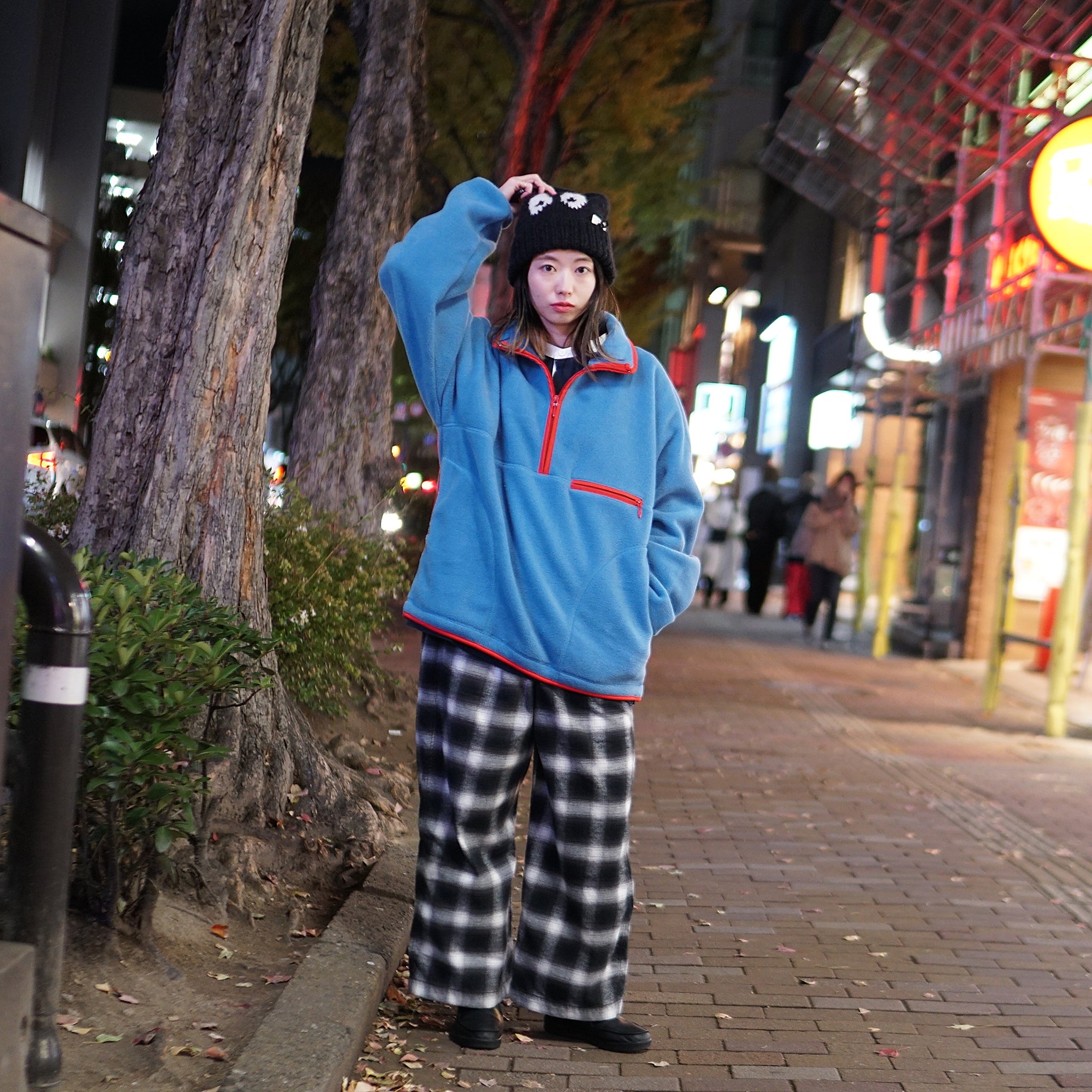 Heron_Half Zip Fleece Top – Vintageblue / Black | KELEN MEN