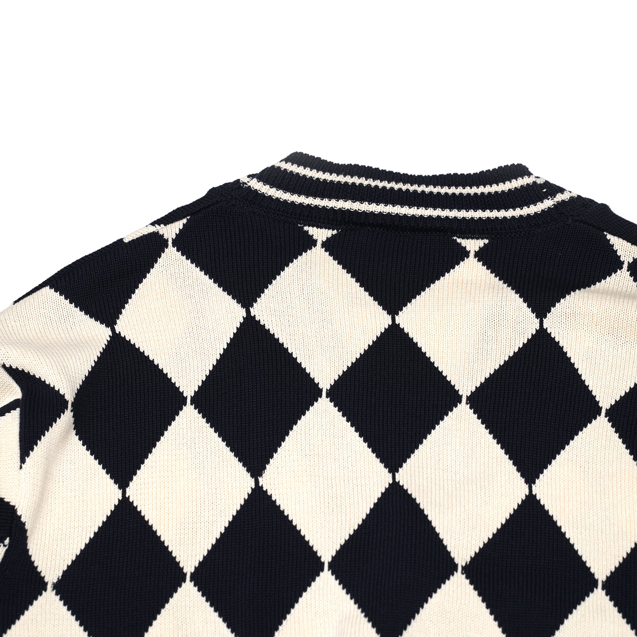 No:23＃08373-3010 | Name:Diamond pattern Cotton Knit Cardigan | Color:ネイビー【MINAMI ANDERSON_ミナミアンダーソン】